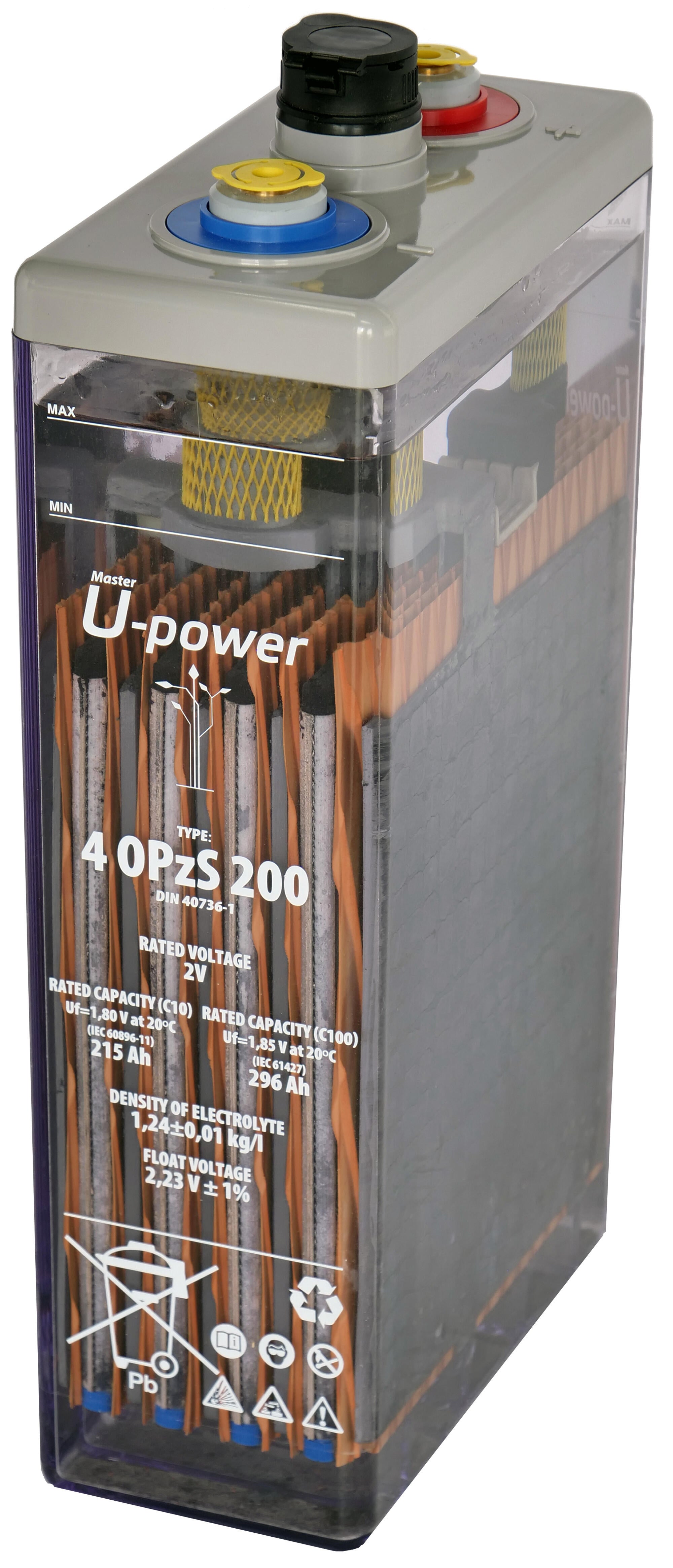 Batería solar estacionarial u-power 4 opzv 200 2v c100 338ah