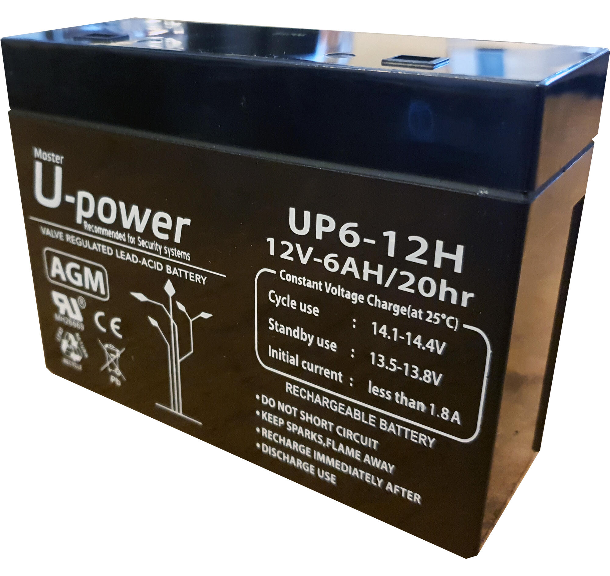 Batería solar agm u-power 12v 6ah con terminal embutido