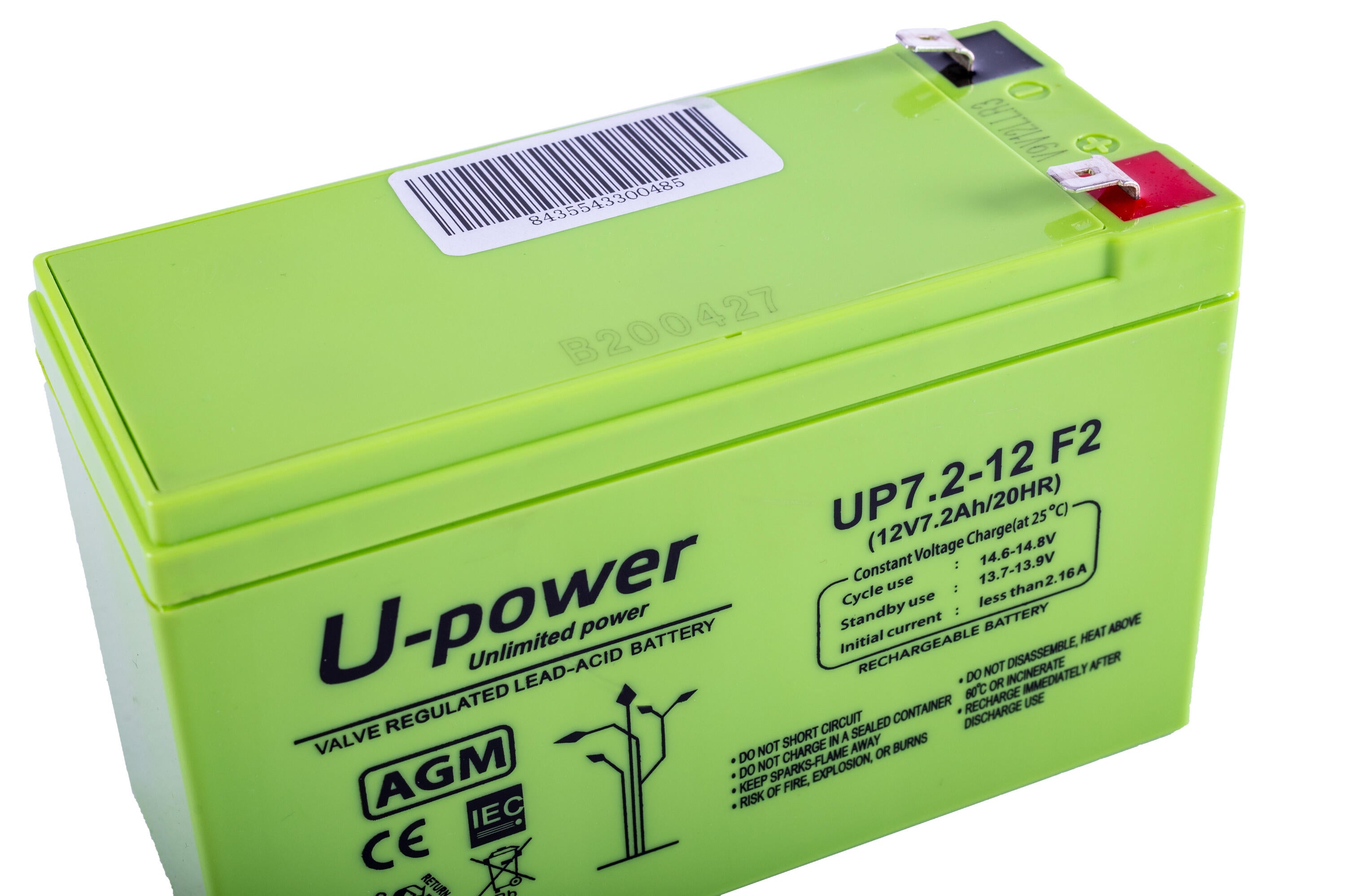 Batería solar agm u-power 12v 7.2ah con terminal de 6.3mm