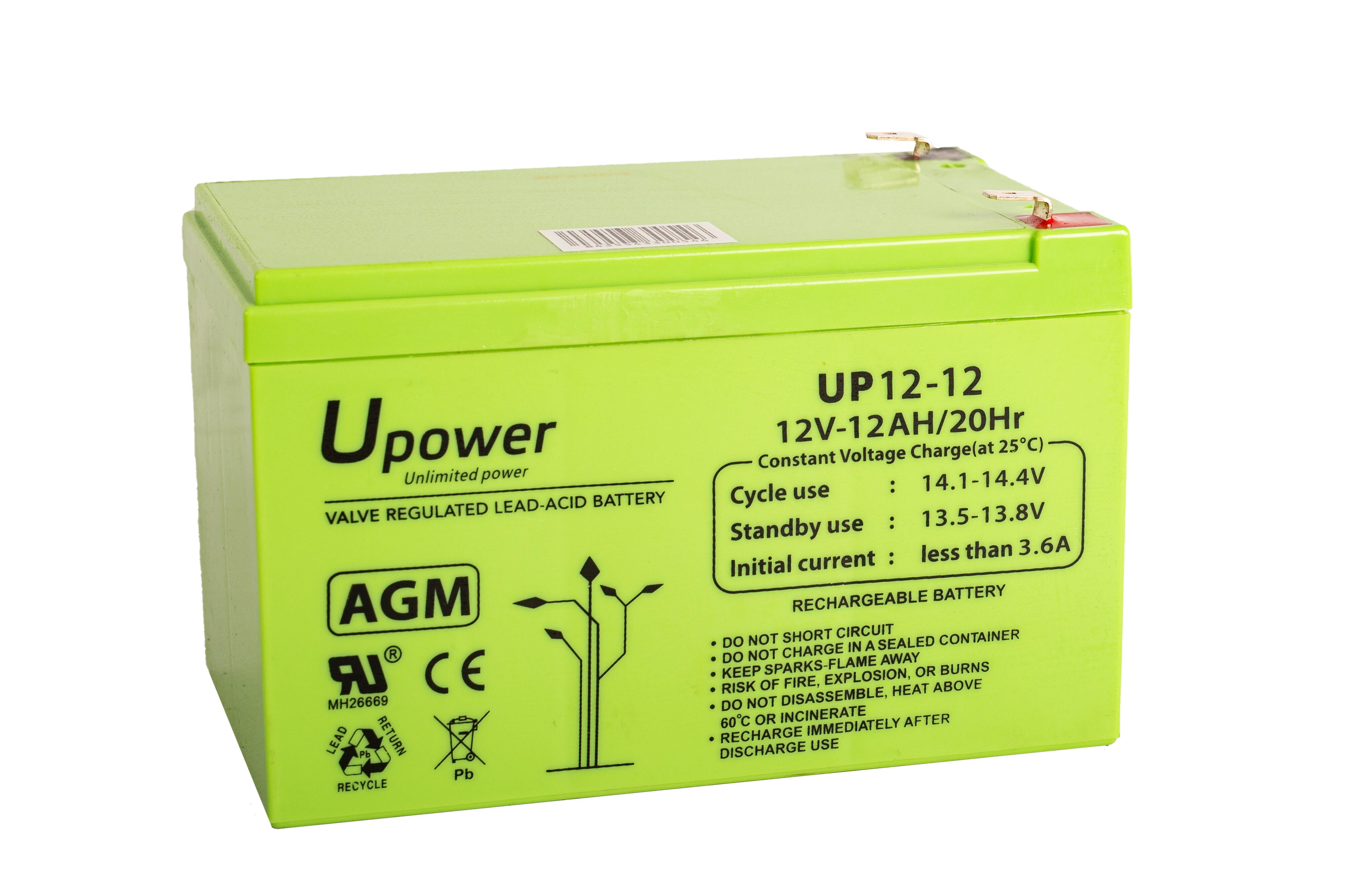 Batería solar agm u-power 12v 12ah