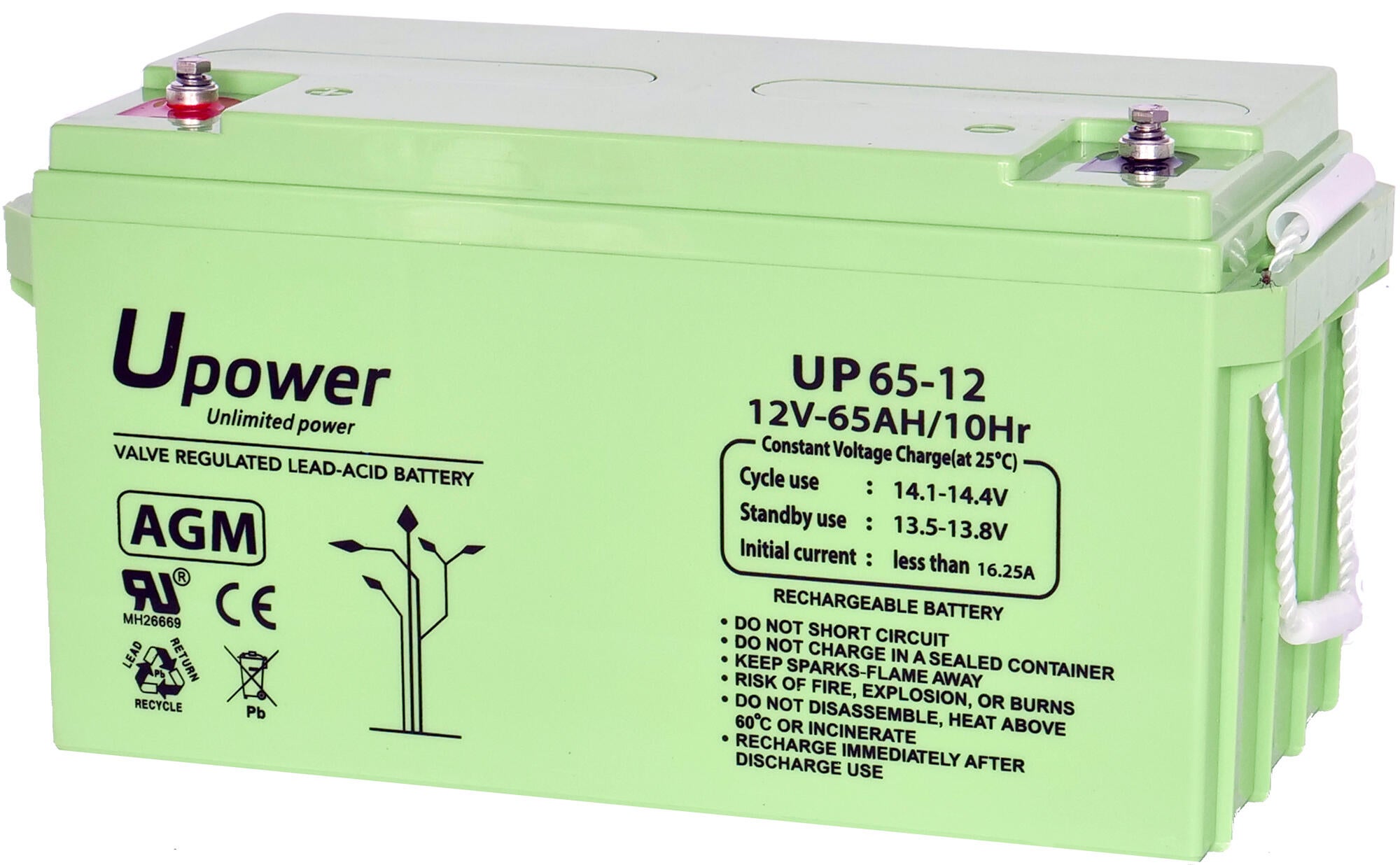 Batería solar agm u-power 12v 65ah
