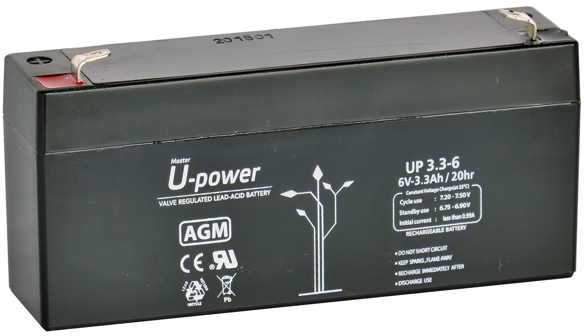 Batería solar agm u-power 6v 3.3ah