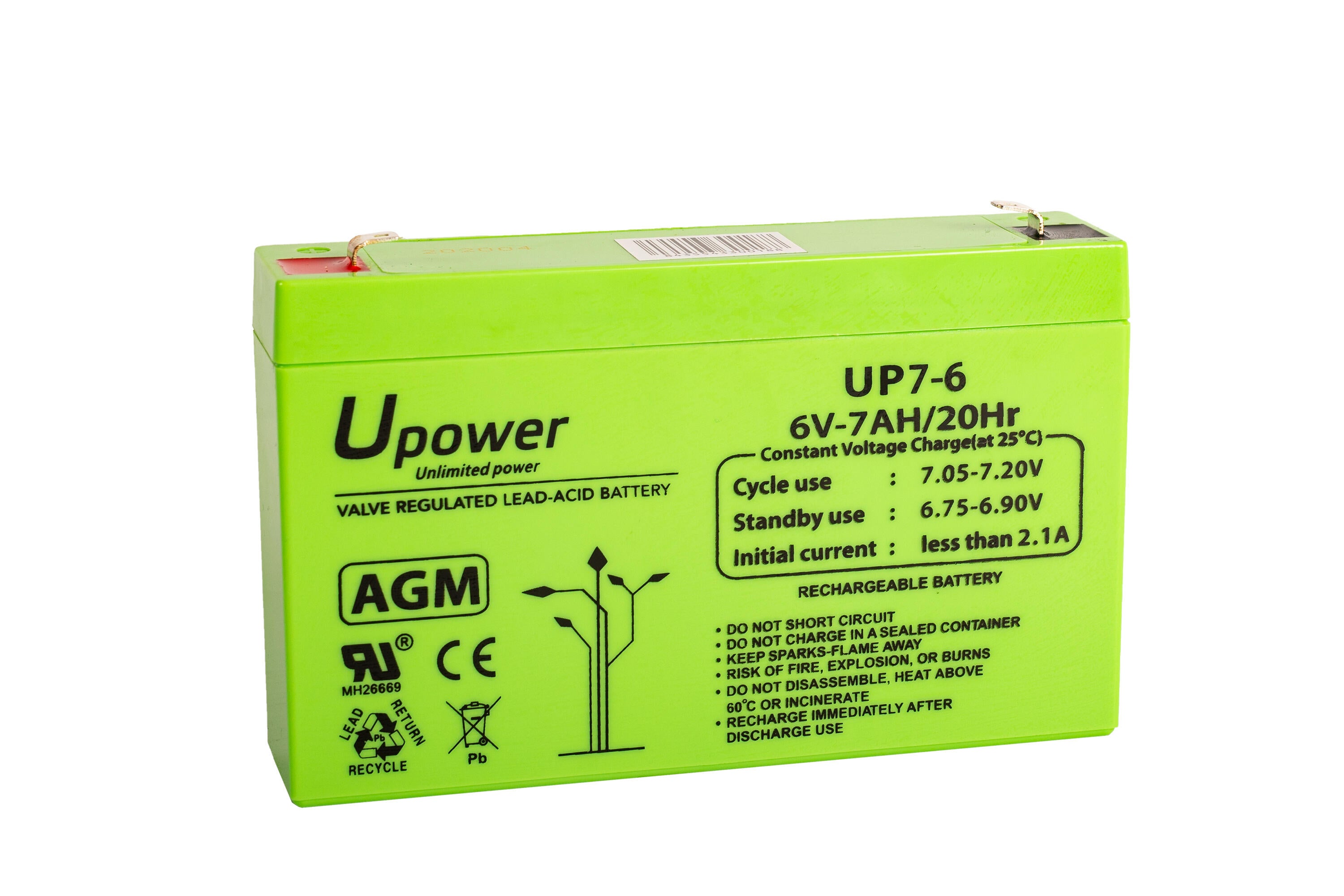 Batería solar agm u-power 6v 7ah