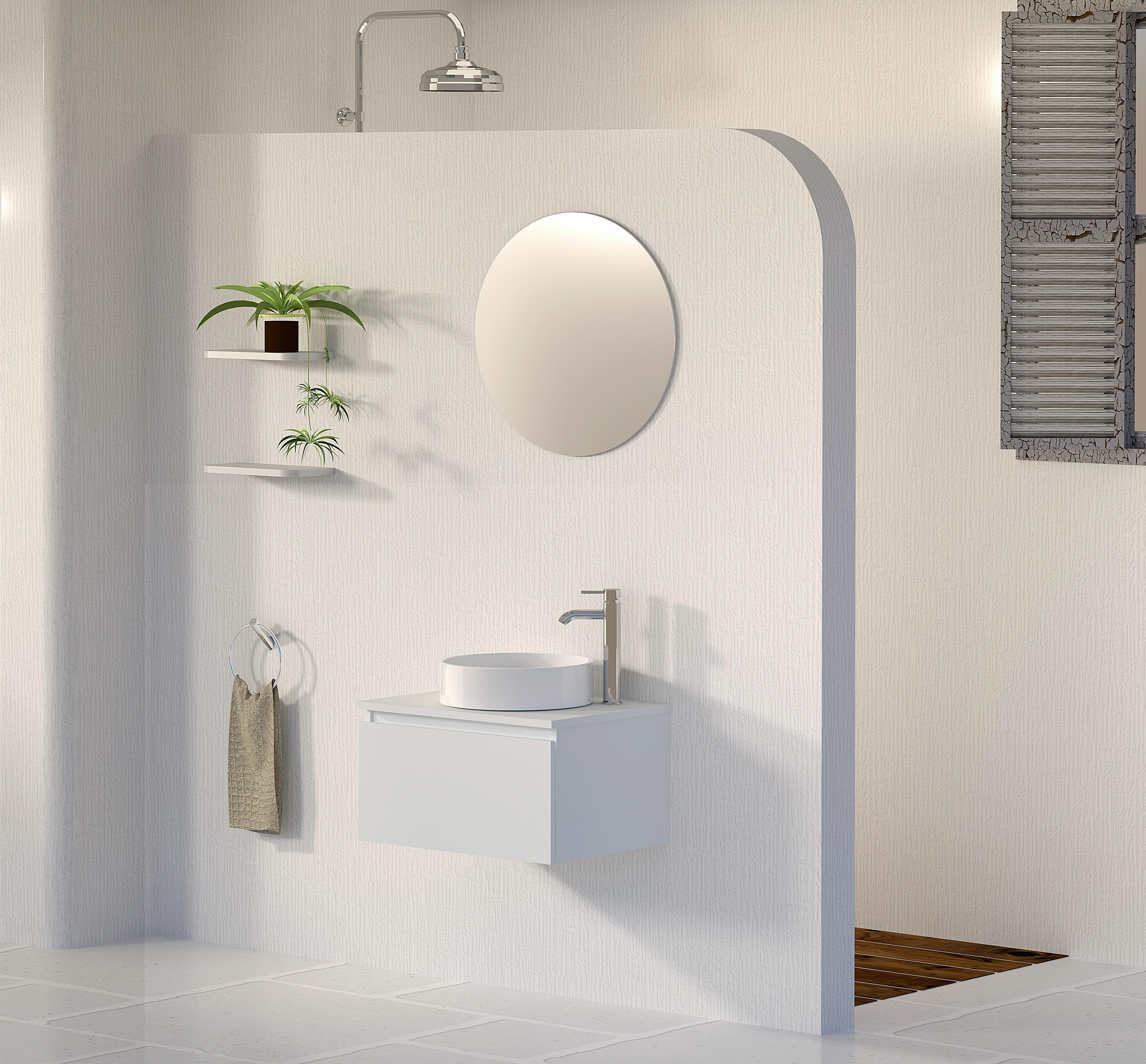 Mueble de baño con lavabo y espejo rise blanco 60x45 cm