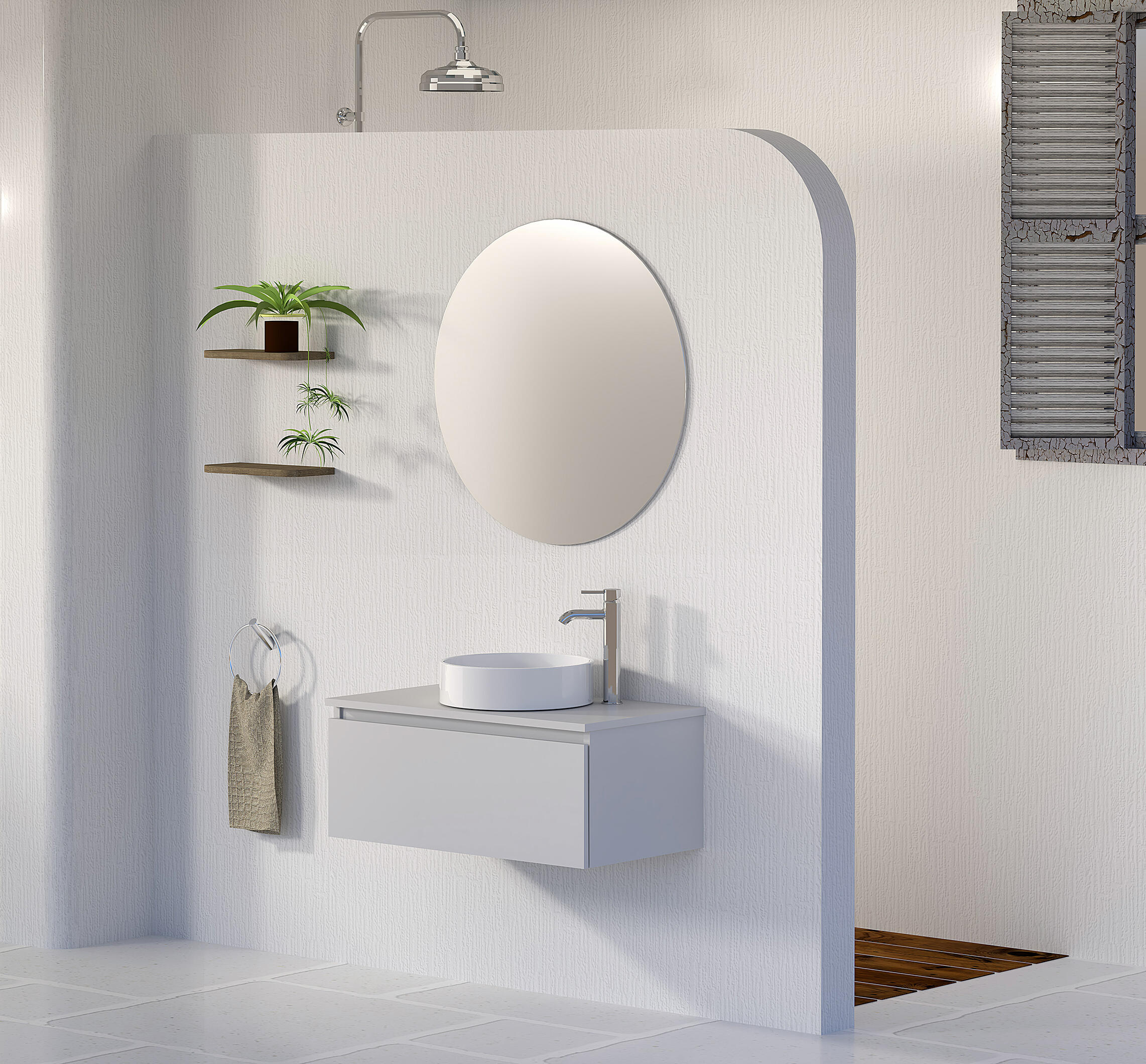 Mueble de baño con lavabo y espejo rise blanco 80x45 cm