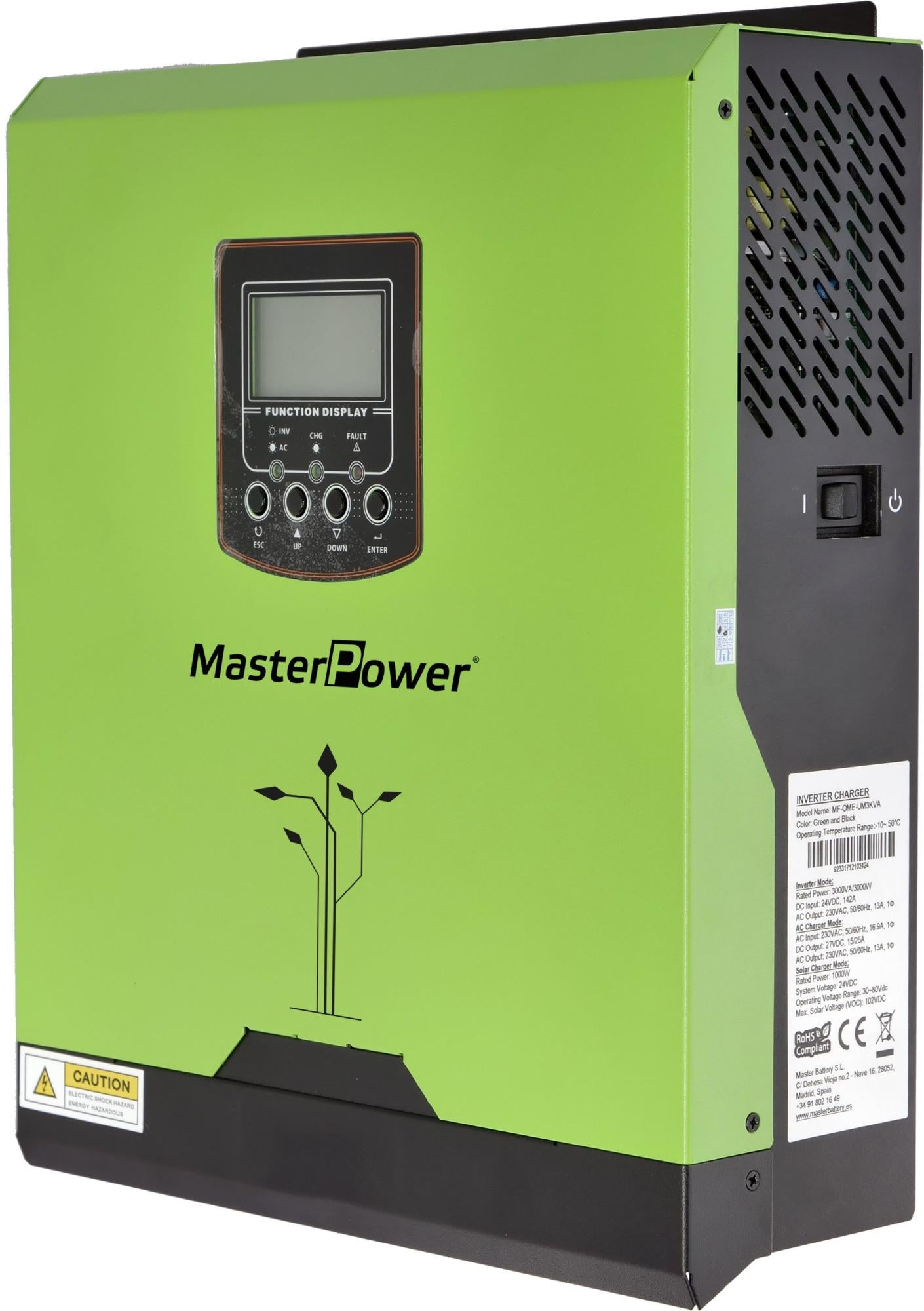 Inversor cargador master power omega um 3000w 24v + regulador 40ah