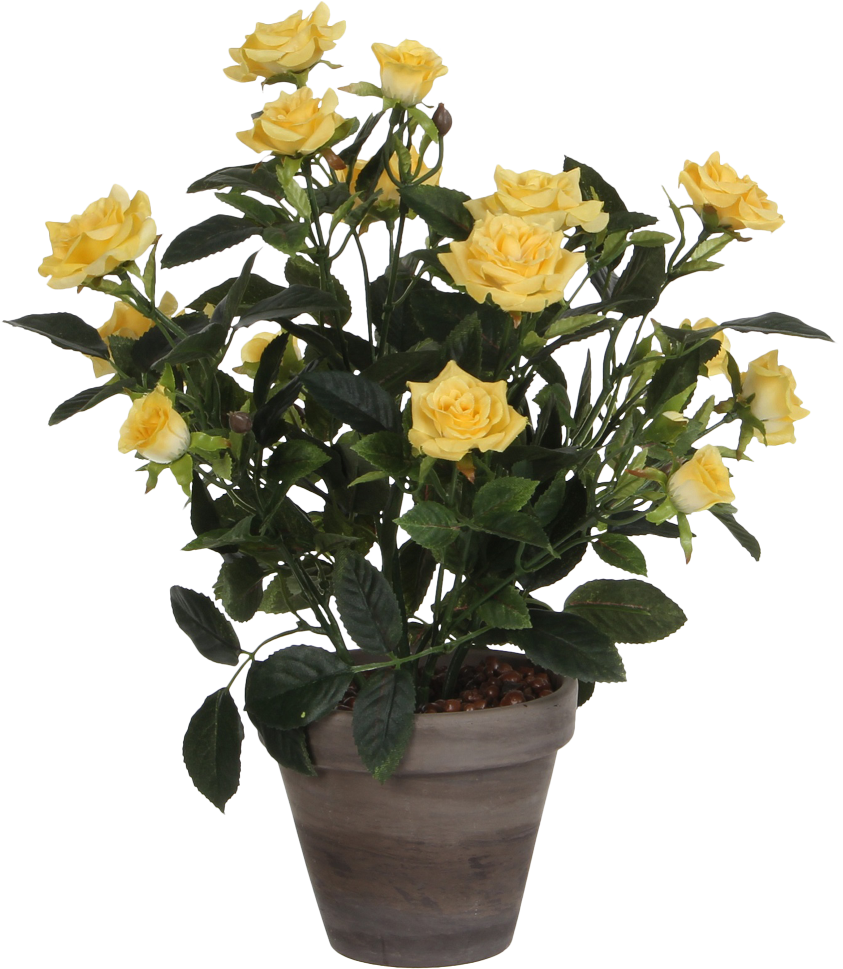 Planta artificial mini rosal amarillo 33 cm de altura de la marca Sin marca