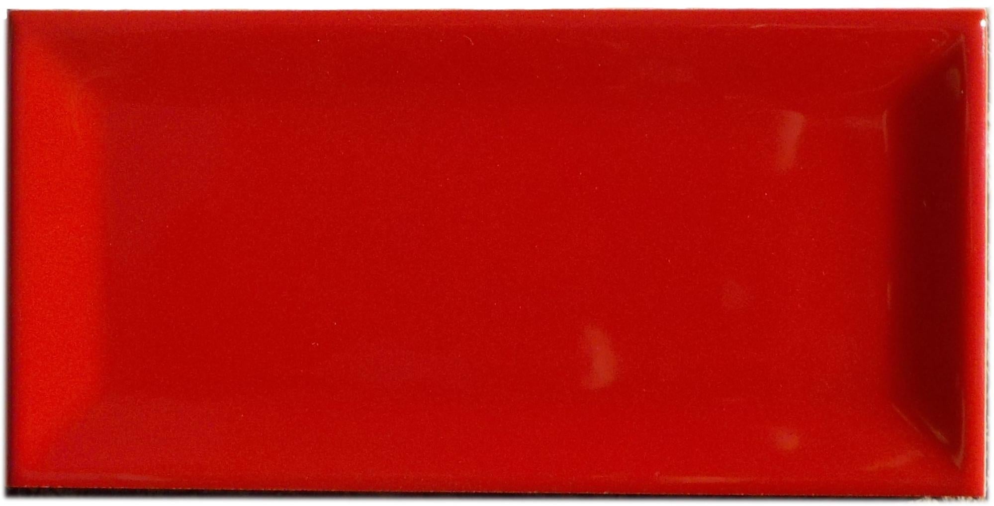 Azulejo cerámico verso efecto borde biselado rojo 7.5x15 cm