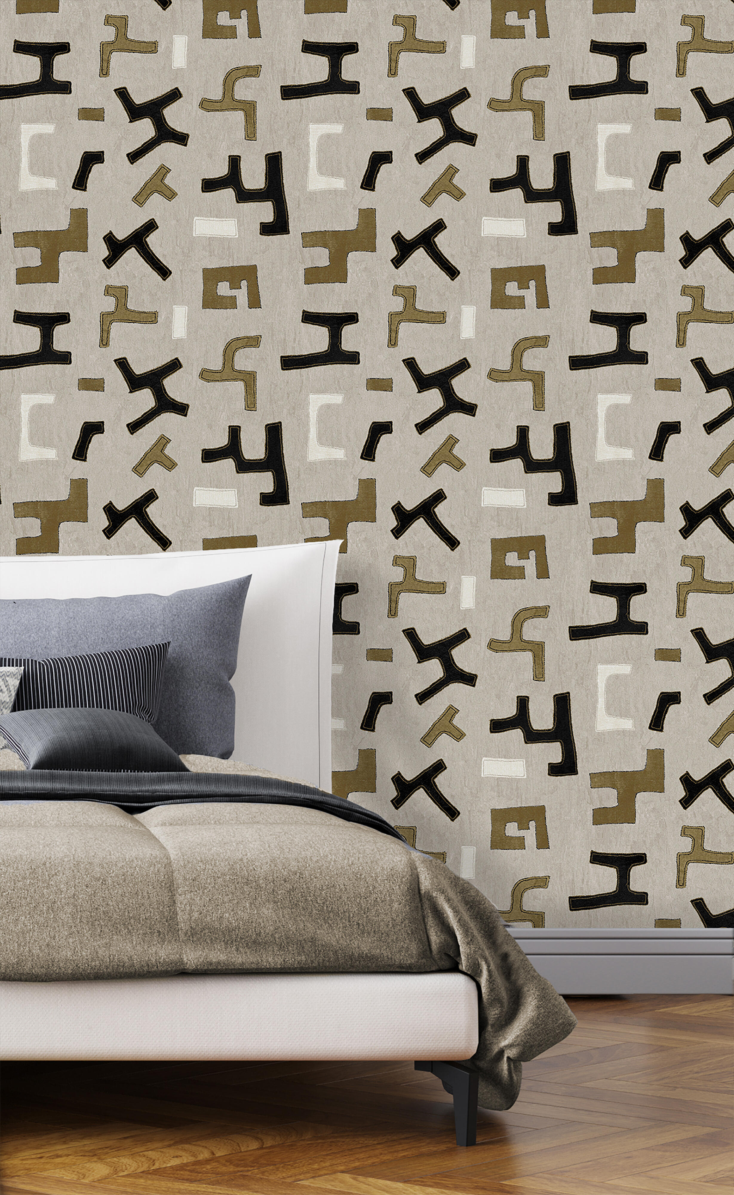 Papel pintado no tejido étnico nomada.14 w-01 beige de la marca TEXTILES VILBER