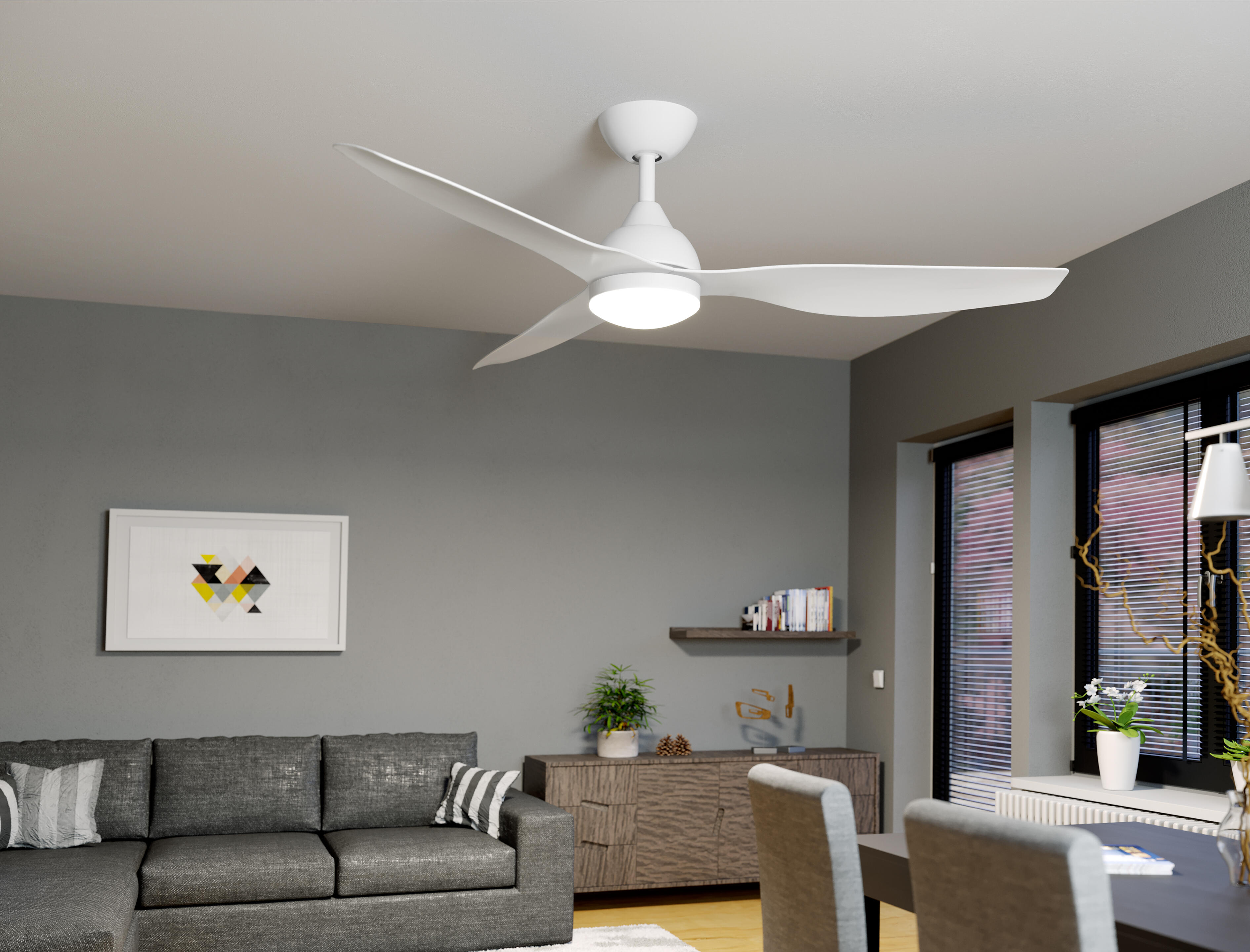 Ventilador de techo con luz motor dc edhea blanco color luz regulable 132 cm