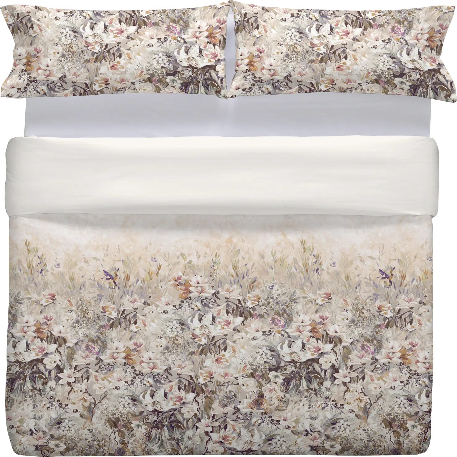 Set Teia fundas nórdica y de almohada algodón percal blanco bordado floral  cama 150 cm