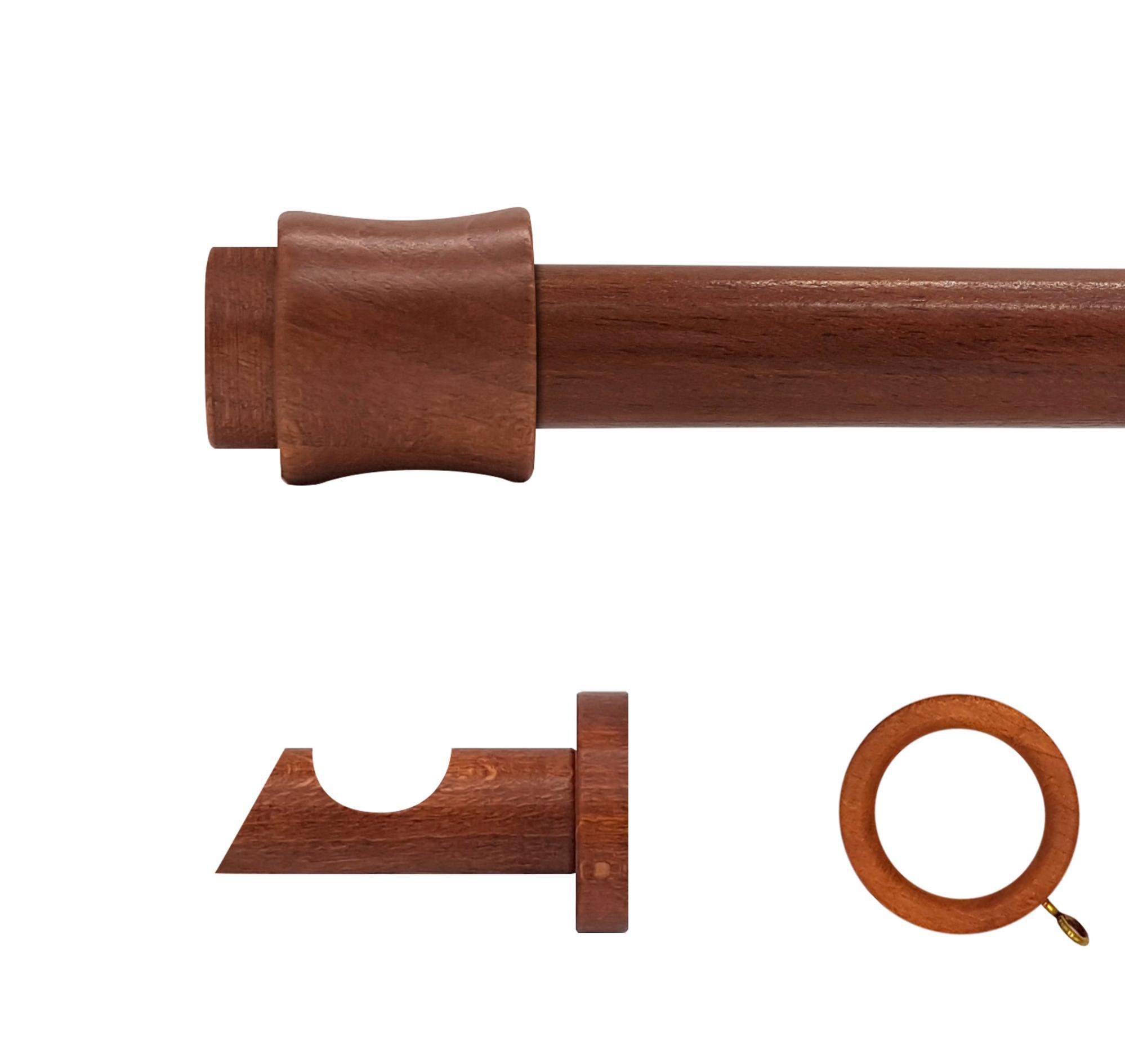 Kit barra madera ø 28mm cata cerezo 200cm c/anillas pared