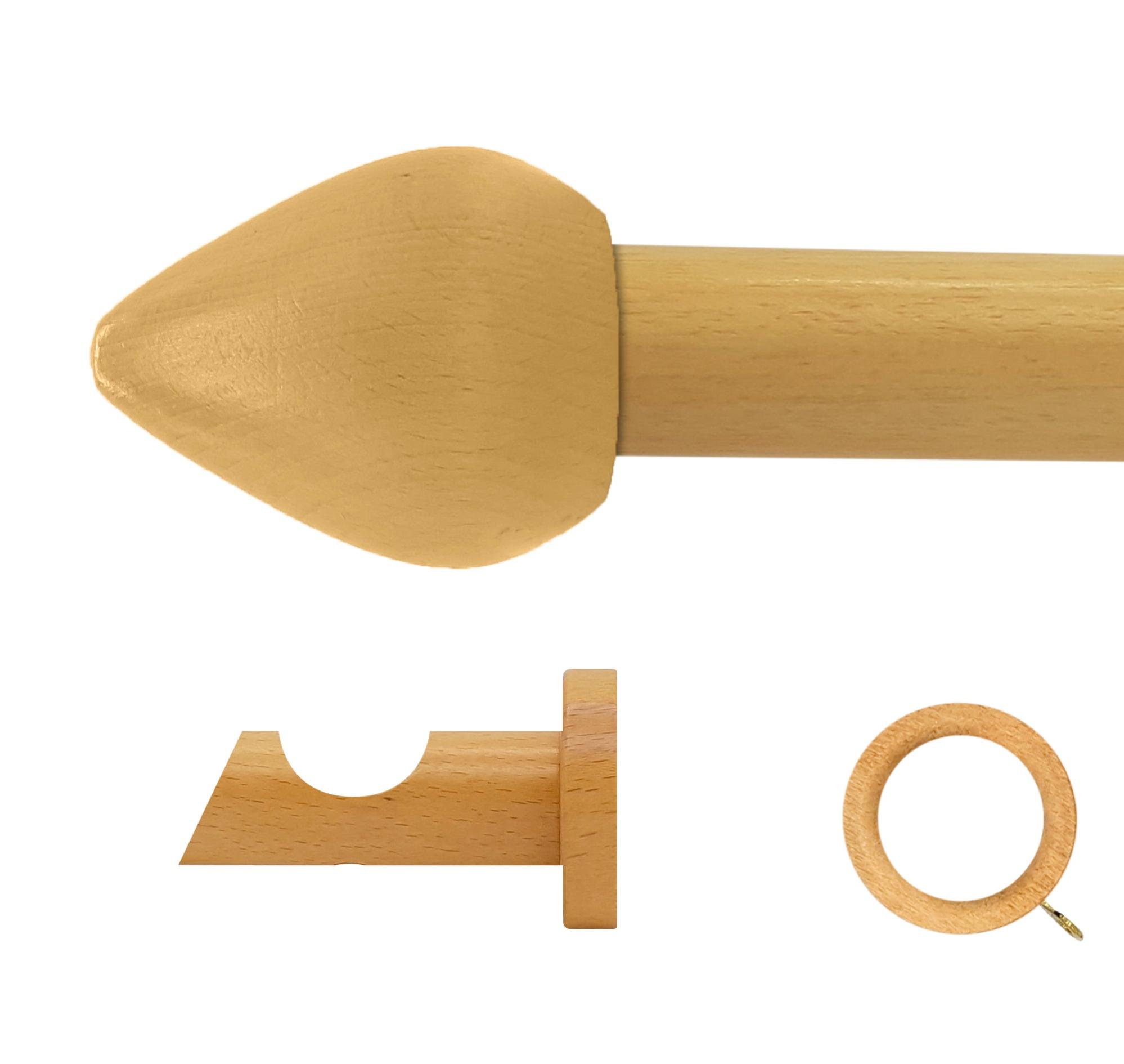 Kit barra madera ø 20mm seta pino 200cm c/anillas pared