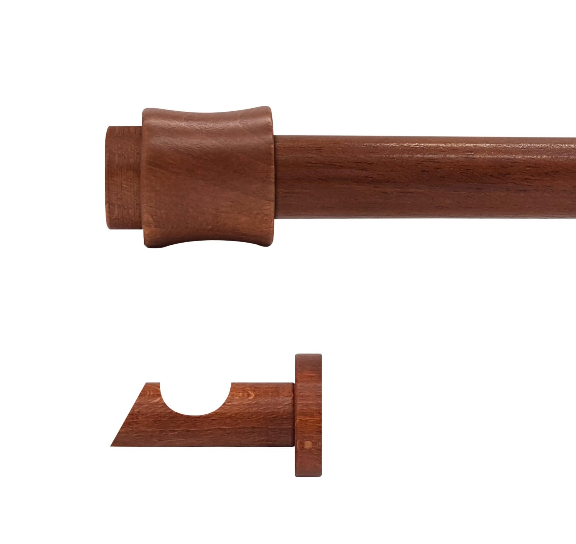 Kit barra madera ø 28mm cata cerezo 200cm s/anillas pared