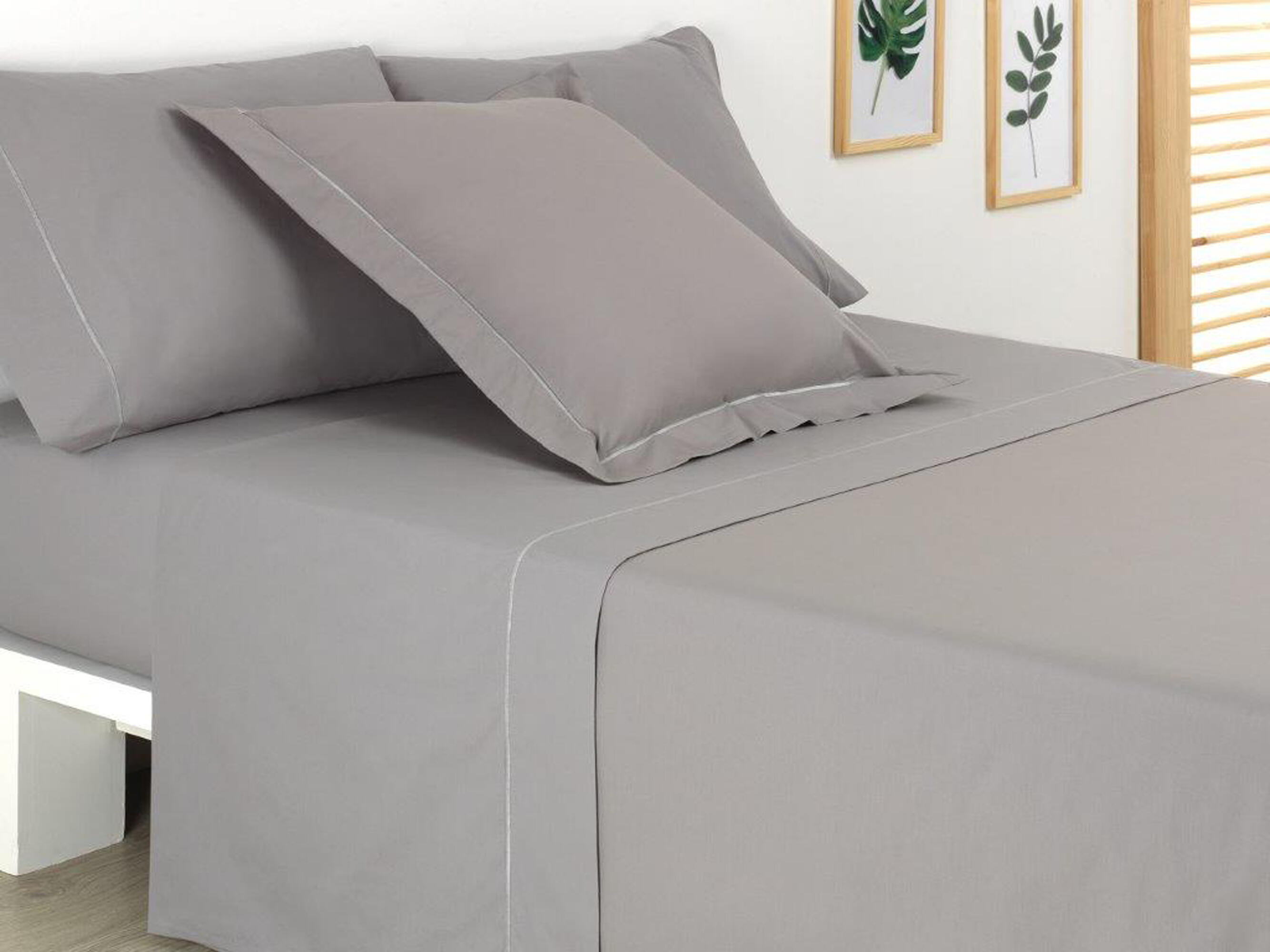 Pack 2 funda de almohada de algodón gris para de cama 180 cm