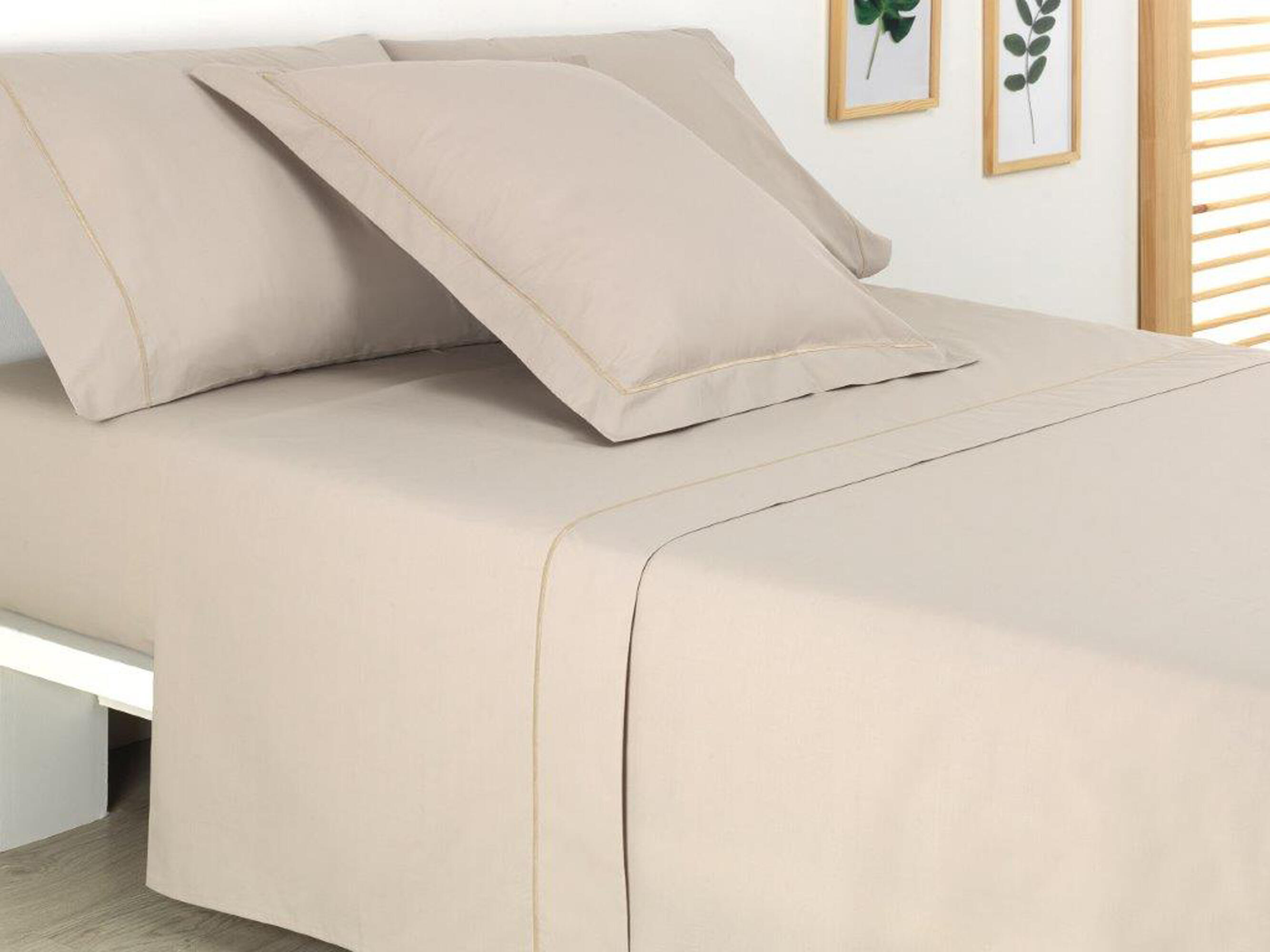 Pack 2 funda de almohada de algodón beige para de cama 180 cm