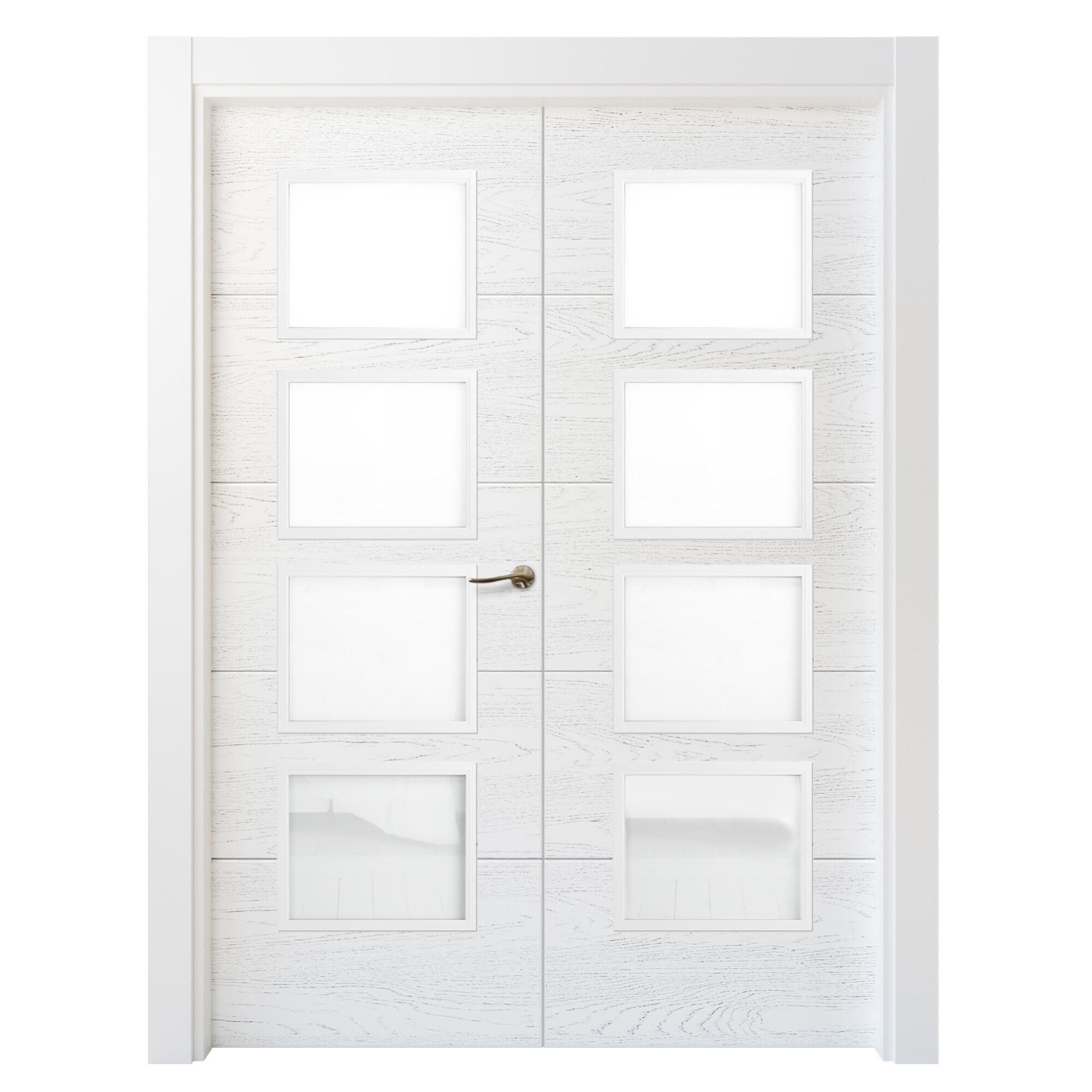 Puerta interior abatible lucerna veta blanco premium izquierda cristal 9x 145
