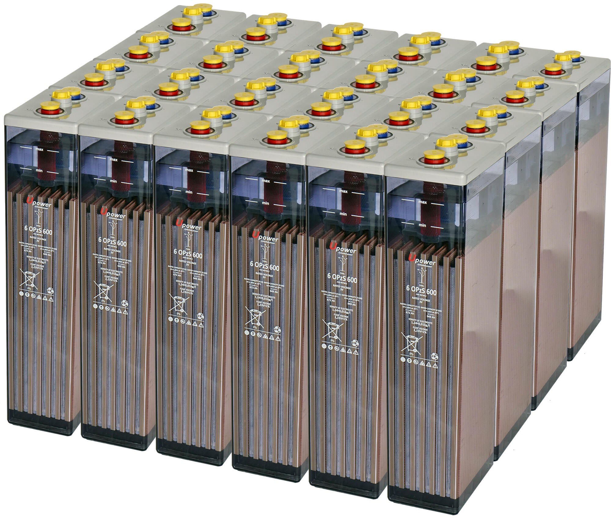 Batería solar estacionaria tubular opzs u-power 48v 997ah 47.8 kw