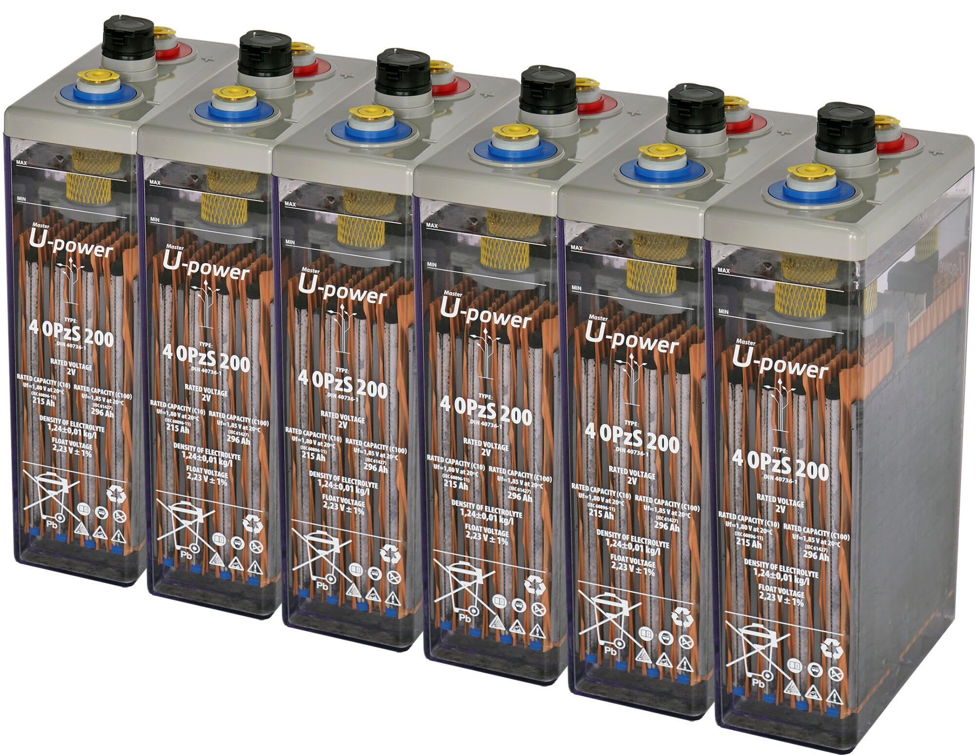 Batería solar estacionaria tubular opzs u-power 12v 308ah 3.6 kw