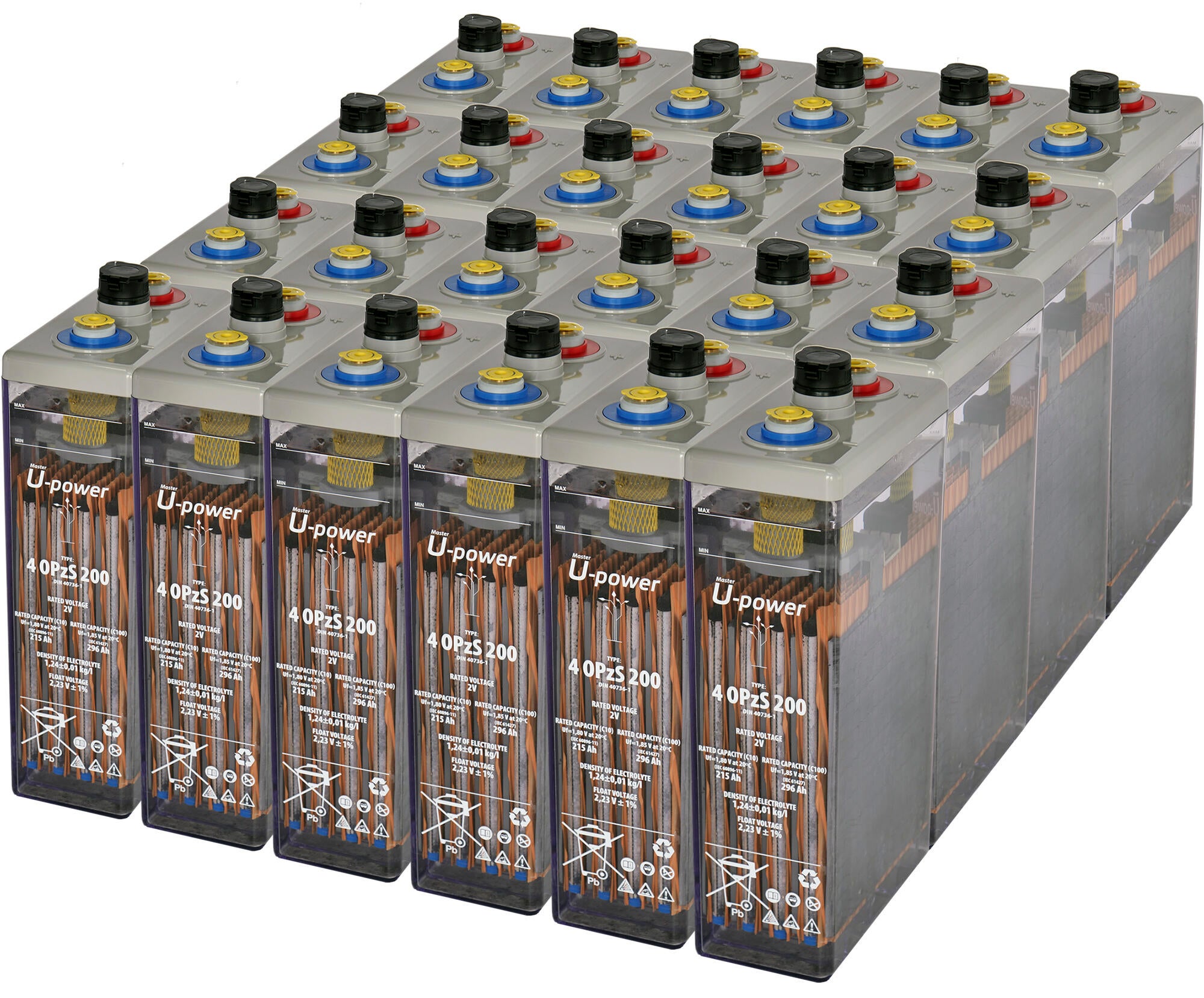Batería solar estacionaria tubular opzs u-power 48v 308ah 14.7 kw