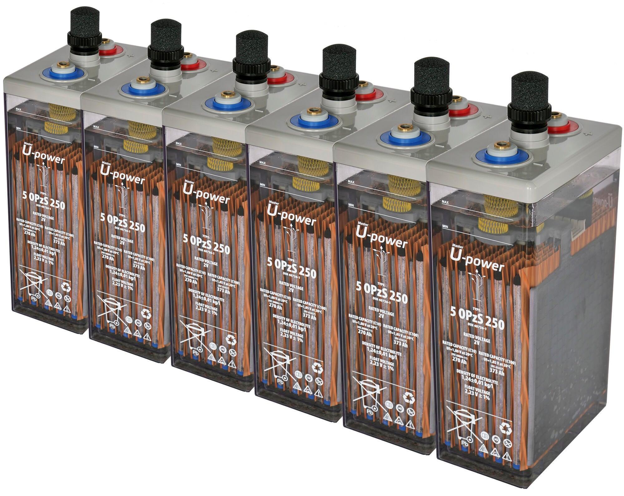 Batería solar estacionaria tubular opzs u-power 12v 388ah 4.6 kw