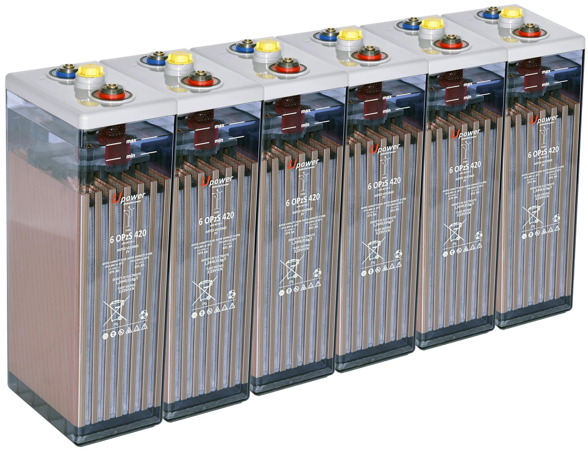 Batería solar estacionaria tubular opzs u-power 12v 682ah 8.1 kw