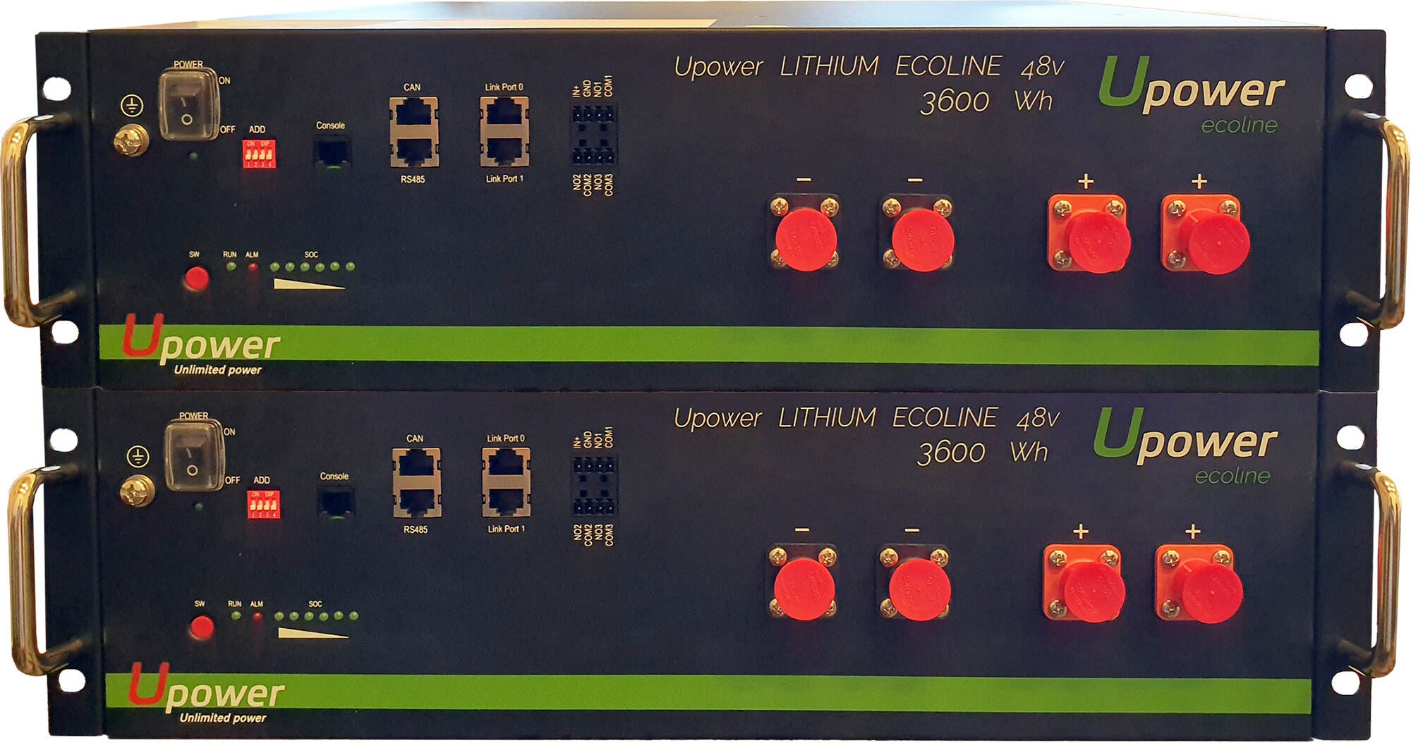 Rack de 2 baterías solares de litio u-power 48v 150ah 7.2 kw