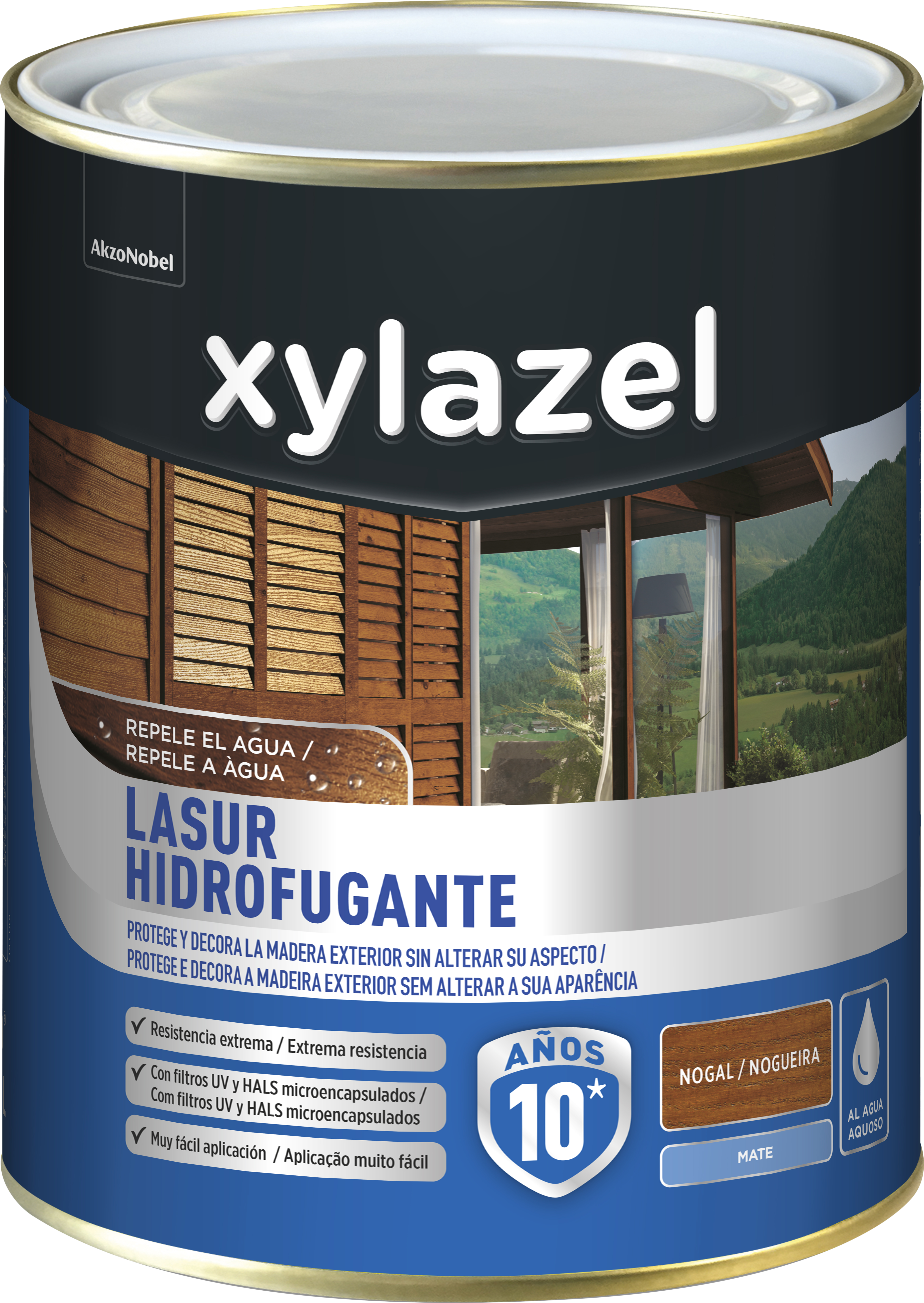 Protector de madera hidrofugante mate xylazel 2.5 l nogal