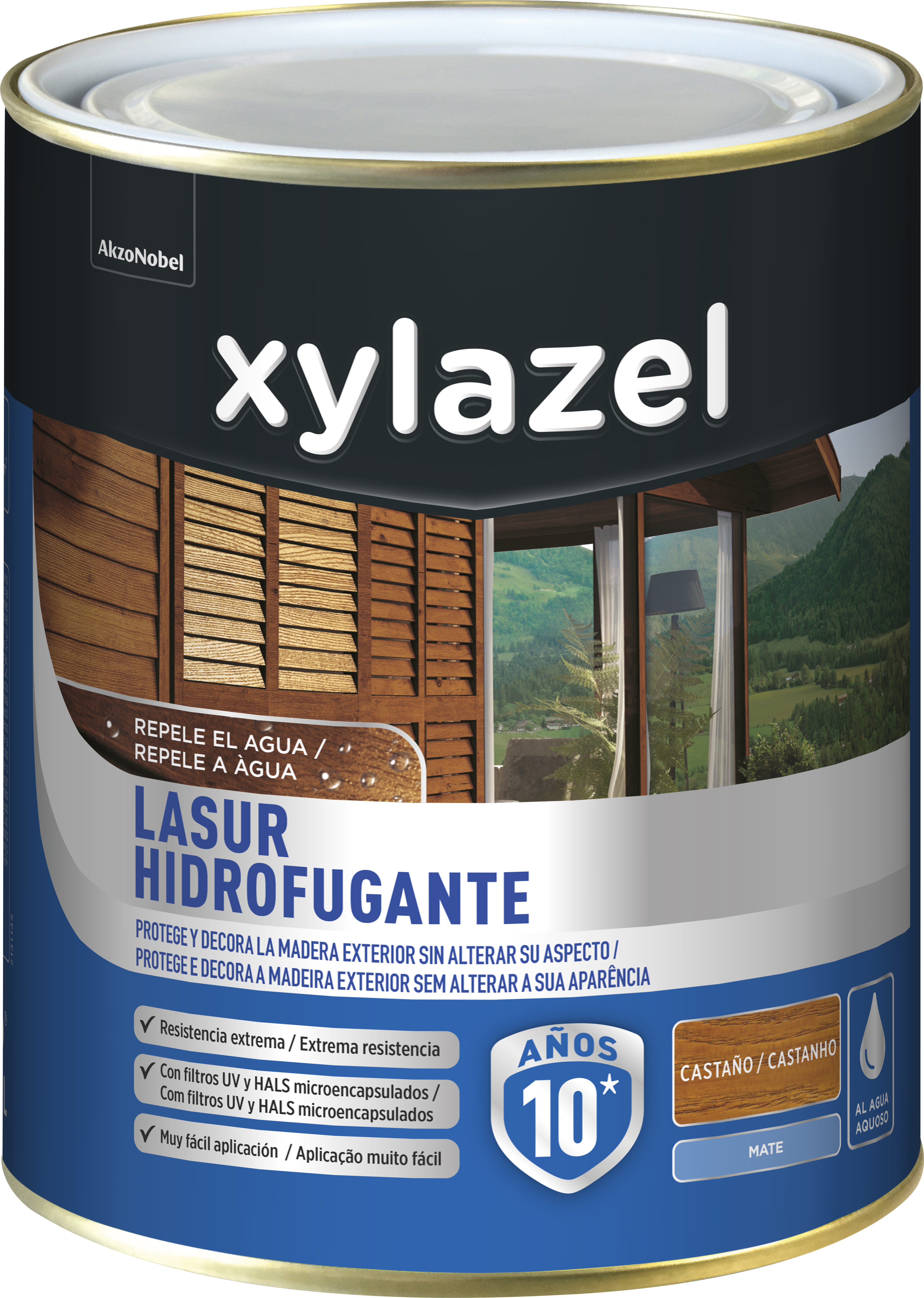 Protector de madera hidrofugante mate xylazel 2.5 l castaño
