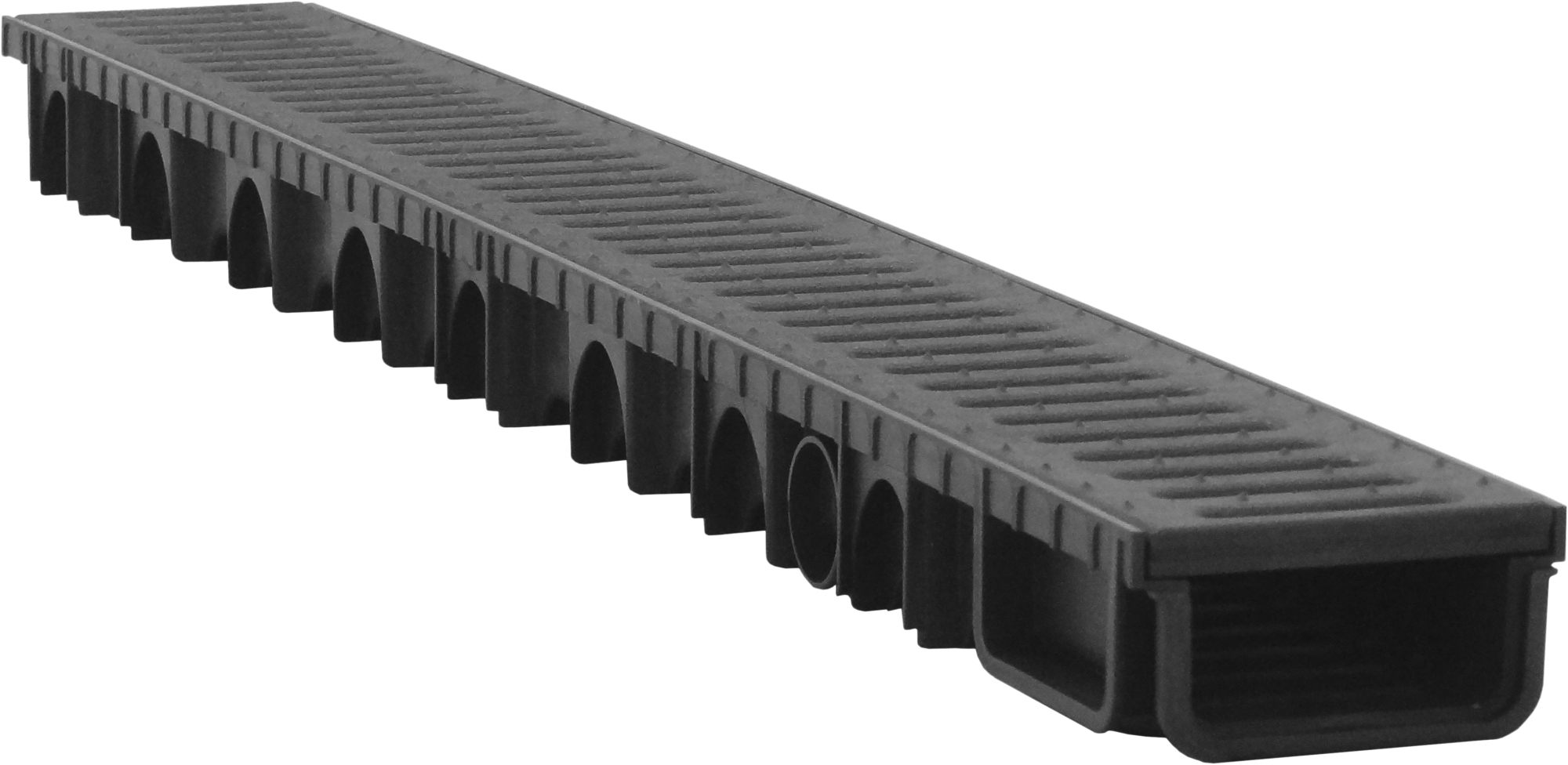 Kit de canal con reja de polipropileno negro 110x57x1000 mm