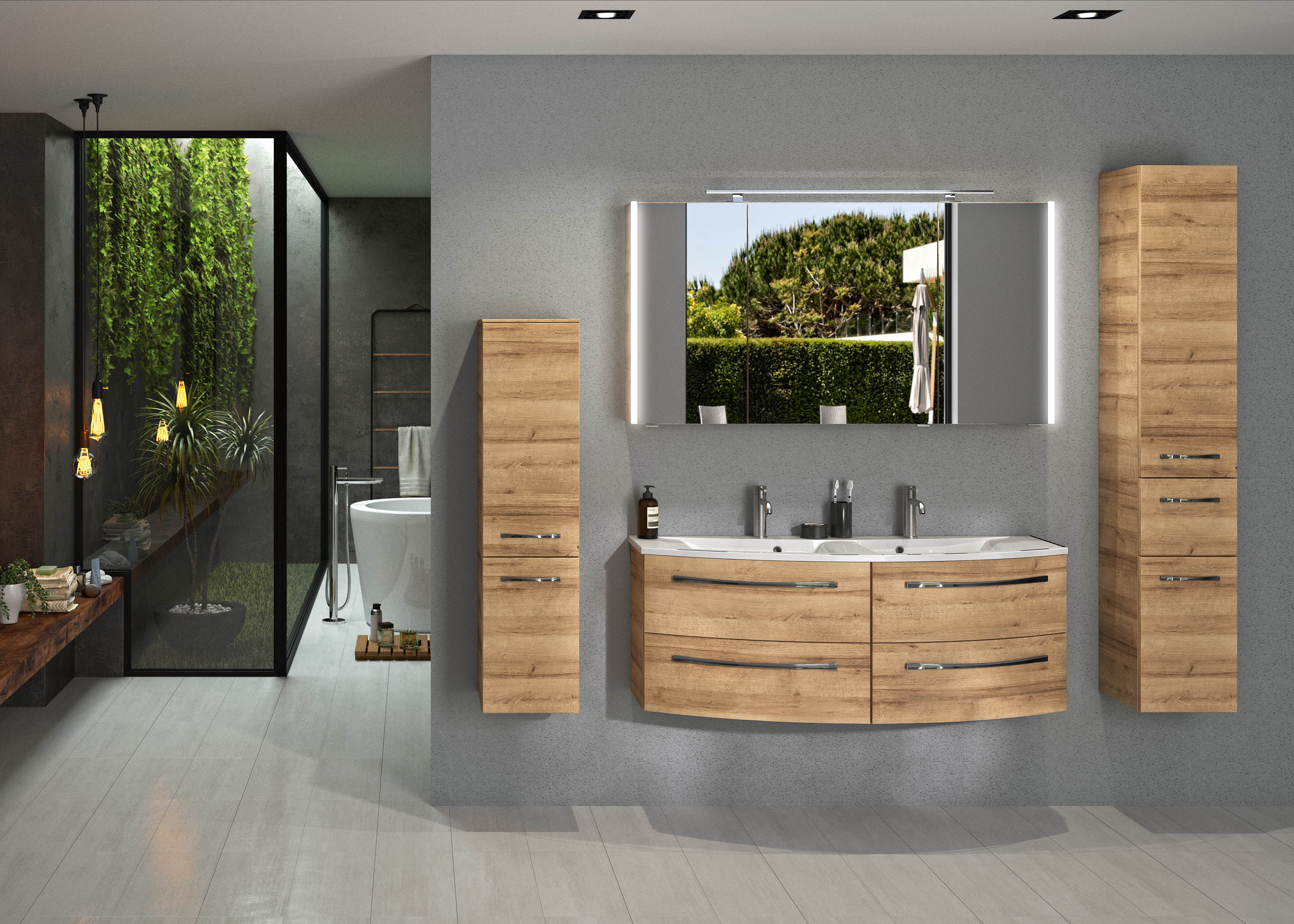 Armario baño con espejo maroni image 130 cm 3 puertas