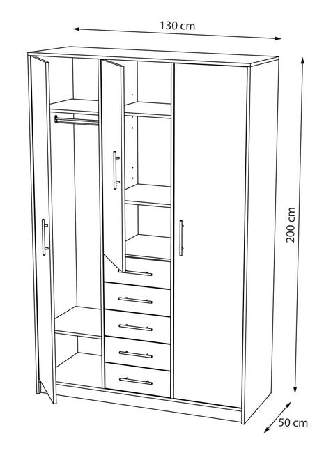 Armario ropero puerta abatible K9235 Roble 130x200x50 cm