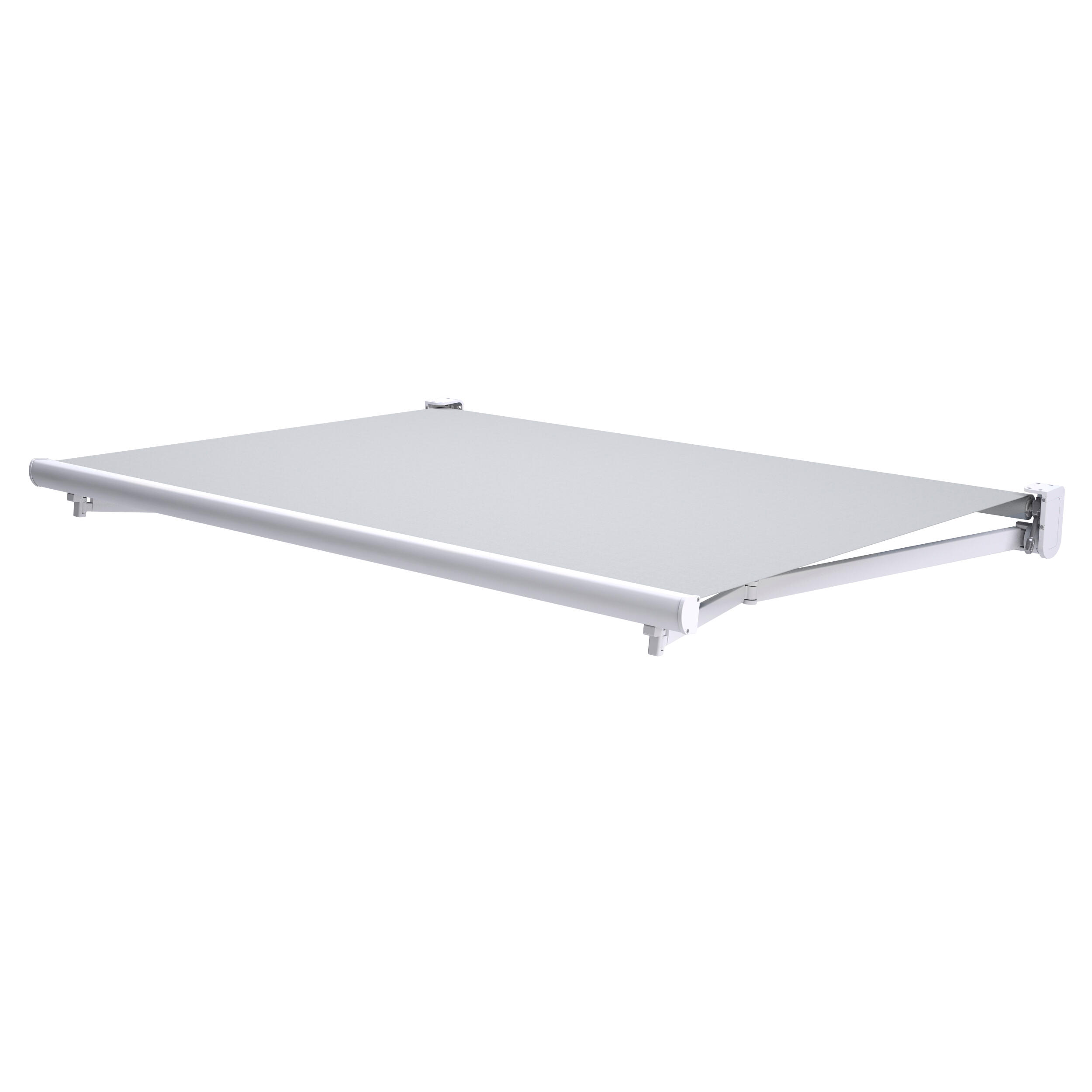 Toldo tarifa brazo extensible manual blanco y tela gris de 3x2m