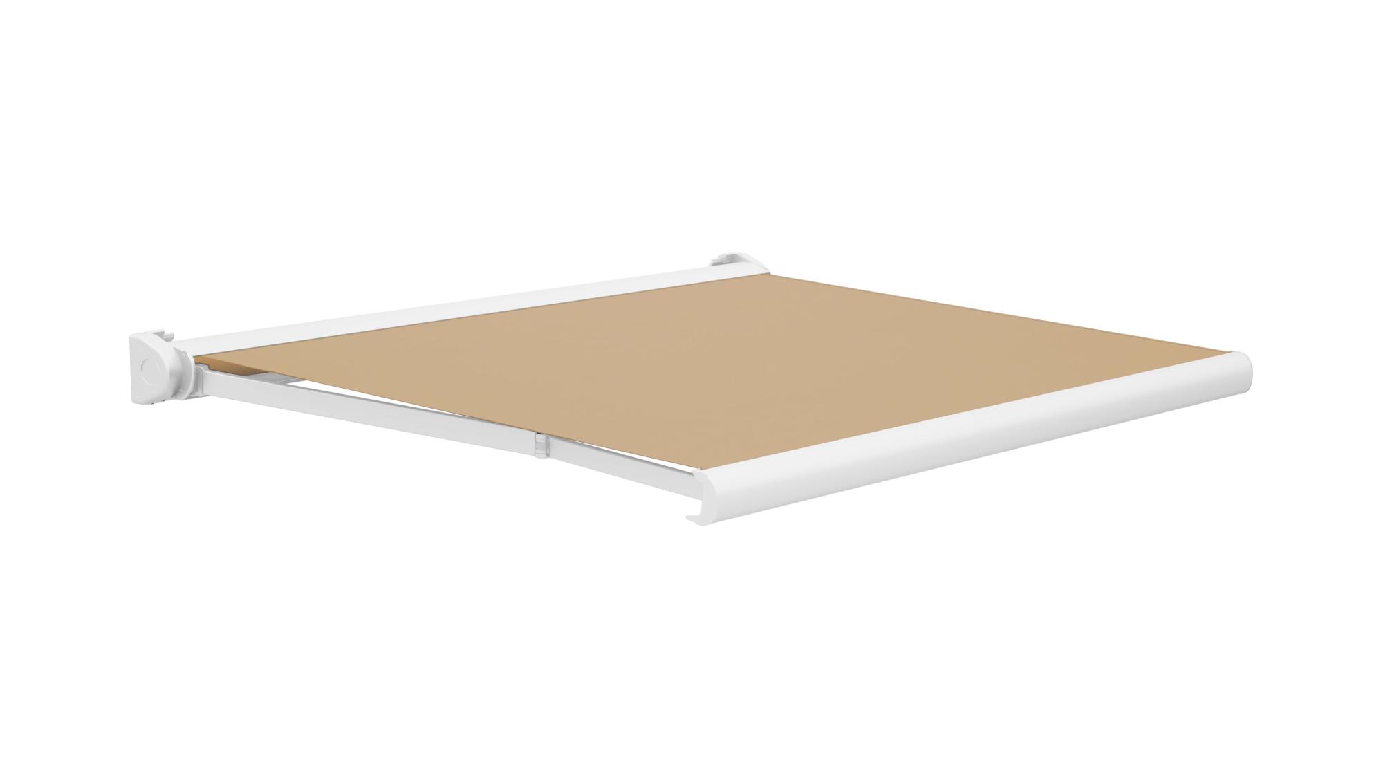 Toldo ibiza brazos extensible motorizado con cofre blanco y tela café 6x3m de la marca Sin marca