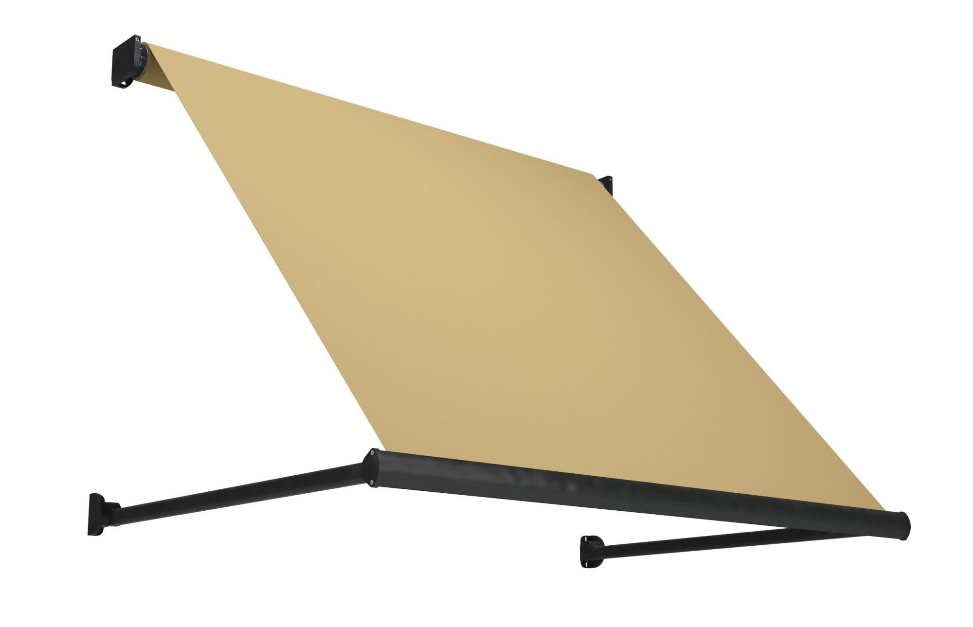 Toldo marbella brazo punto recto motorizado sin cofre gris y tela café 5x1m de la marca Sin marca