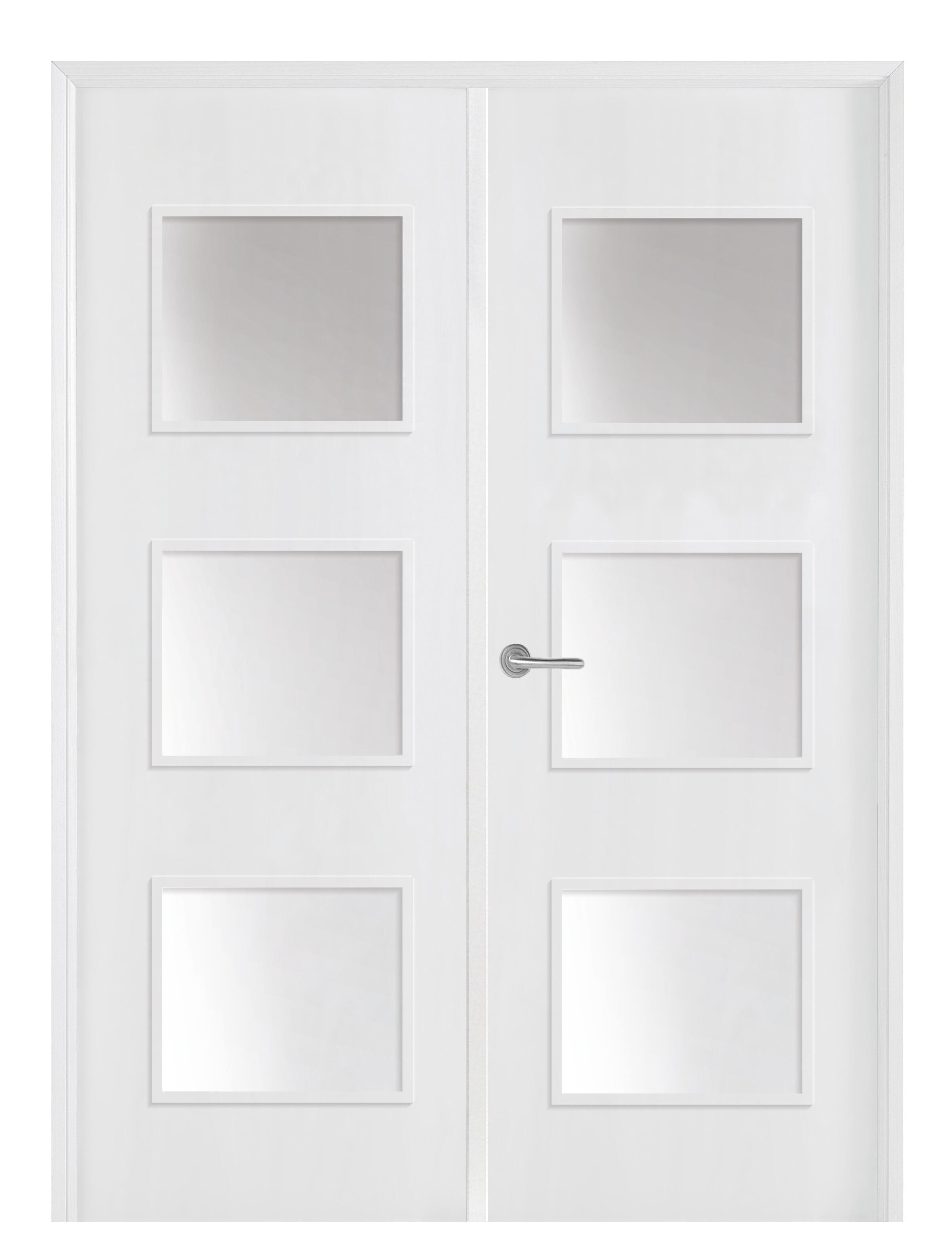 Puerta doble con cristal bari plus blanca 9x125cm (62+62) d