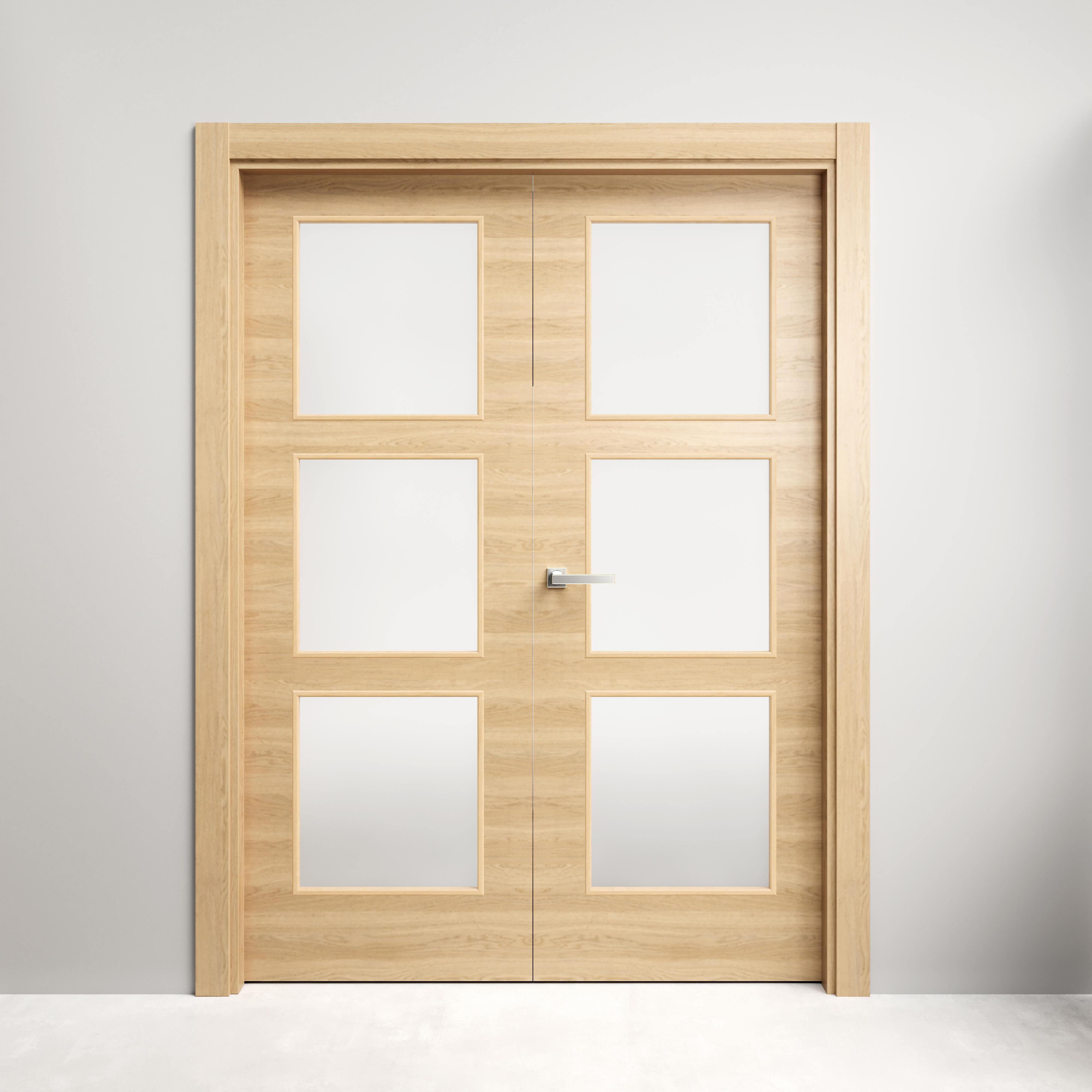 Puerta doble con cristal oslo roble miel 130x145 d (72+72)cm