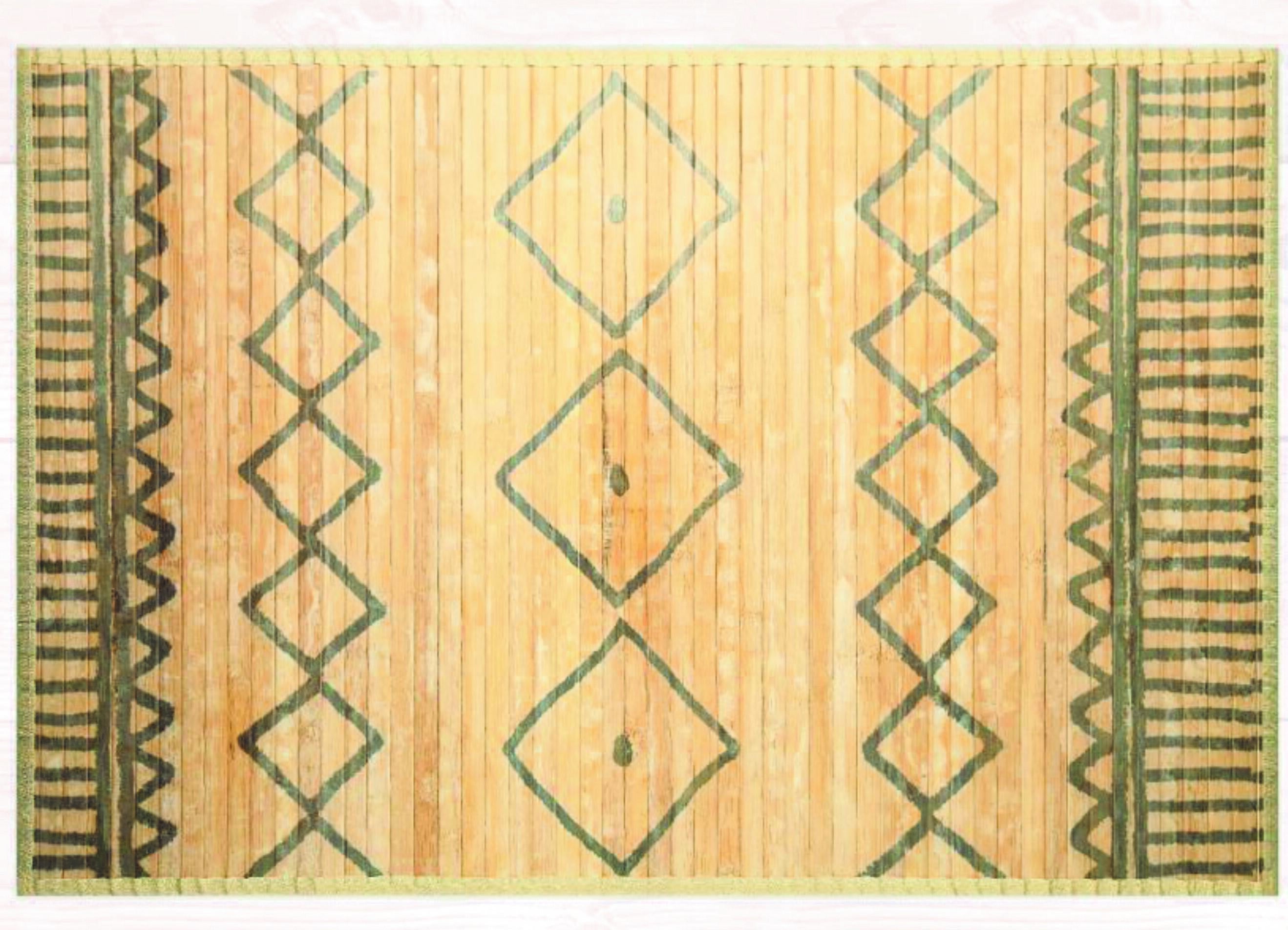 Alfombra pie de cama bambú kenia grecas natural 80x150cm