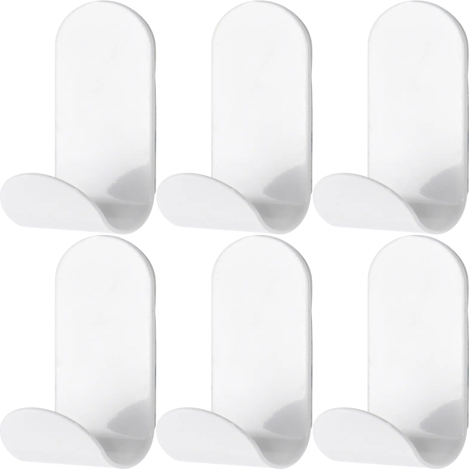 Lote 6 perchas de baño adhesivas de acero inoxidable SENSEA Basic blanca