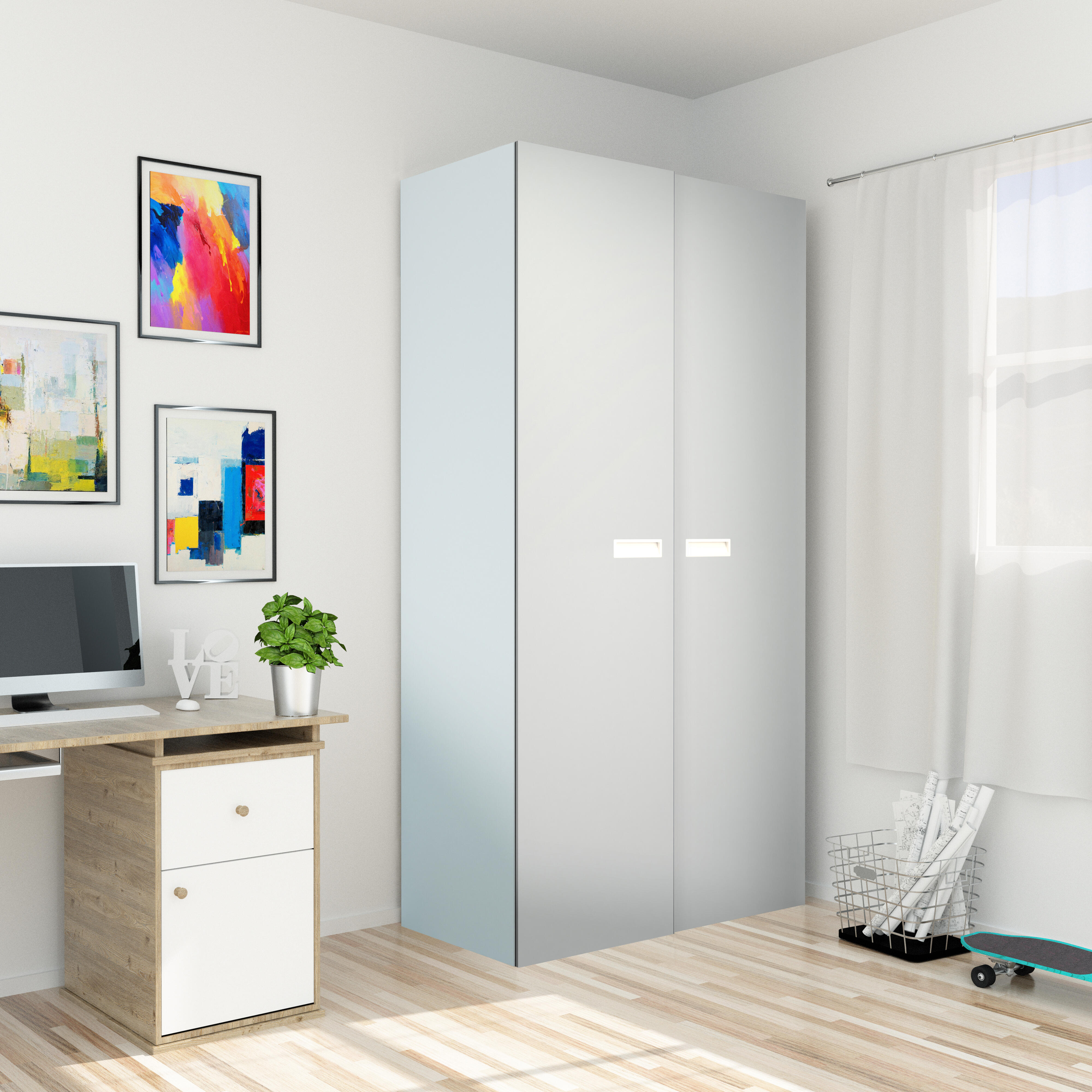 Puerta corredera de armario tokyo blanco 80x237x1 6 cm (anchoxaltoxgrosor) de la marca SPACEO