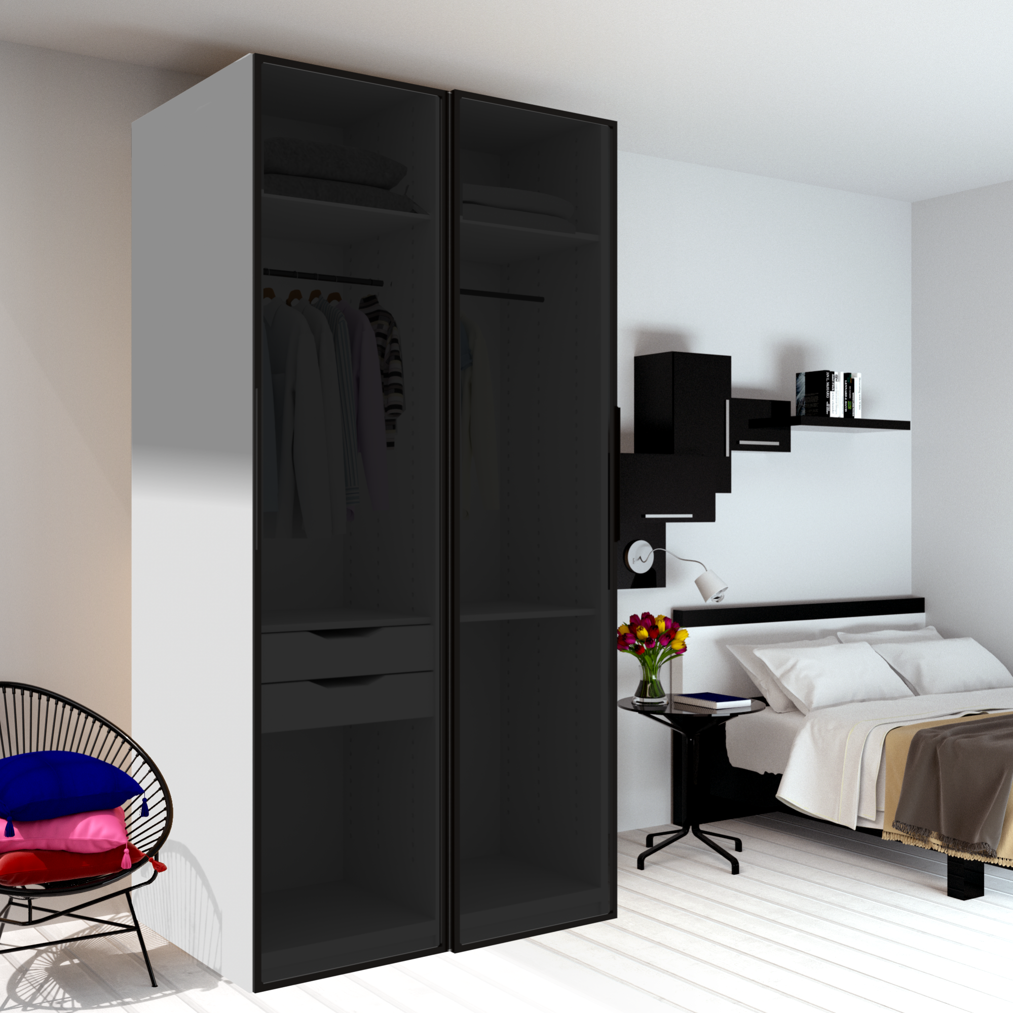 Puerta corredera de armario seúl ahumado 60x237x2 cm (anchoxaltoxgrosor) de la marca SPACEO