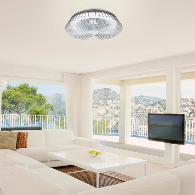 Ventilador de techo silencioso con luz LED 6 palas reversibles 75cm RAINBOW