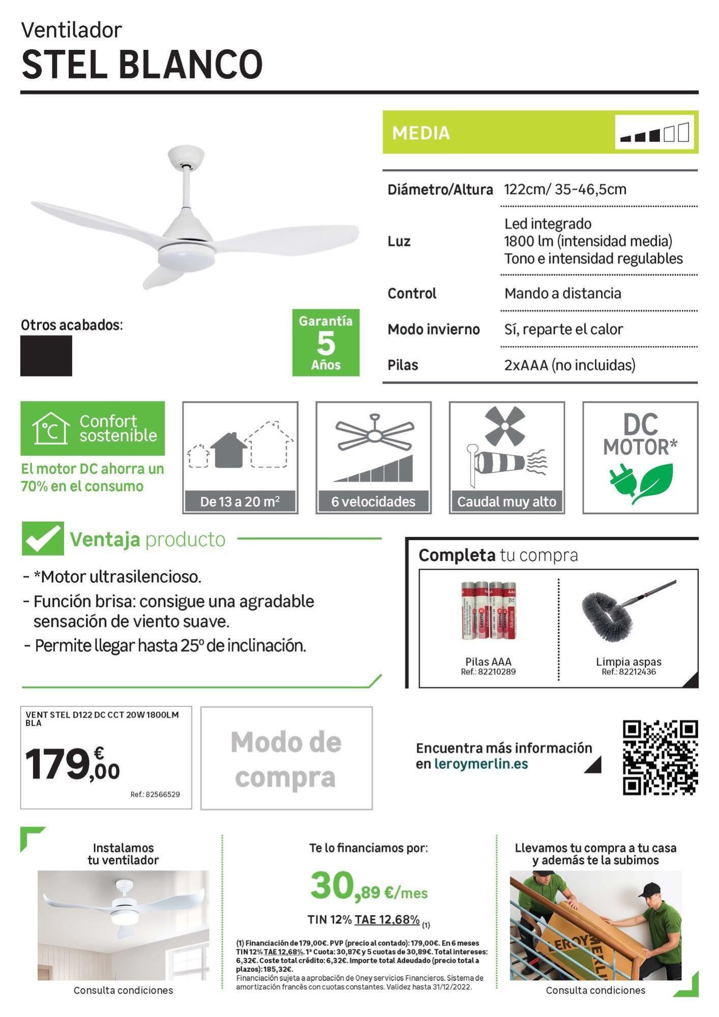 Ventilador de techo con luz DC Stel cm | Merlin