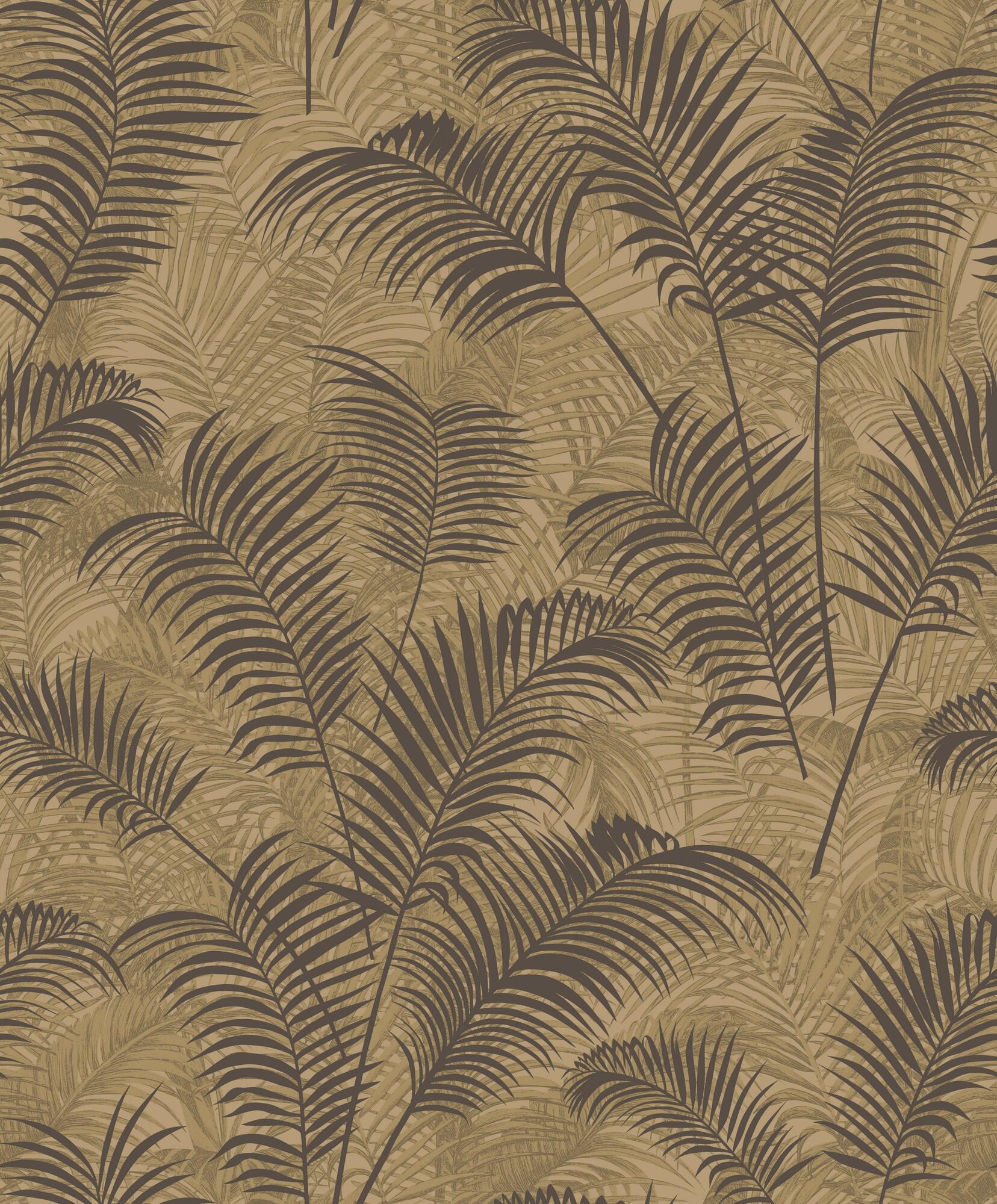 Papel pintado vinilo naturaleza hojas de palma amarillo