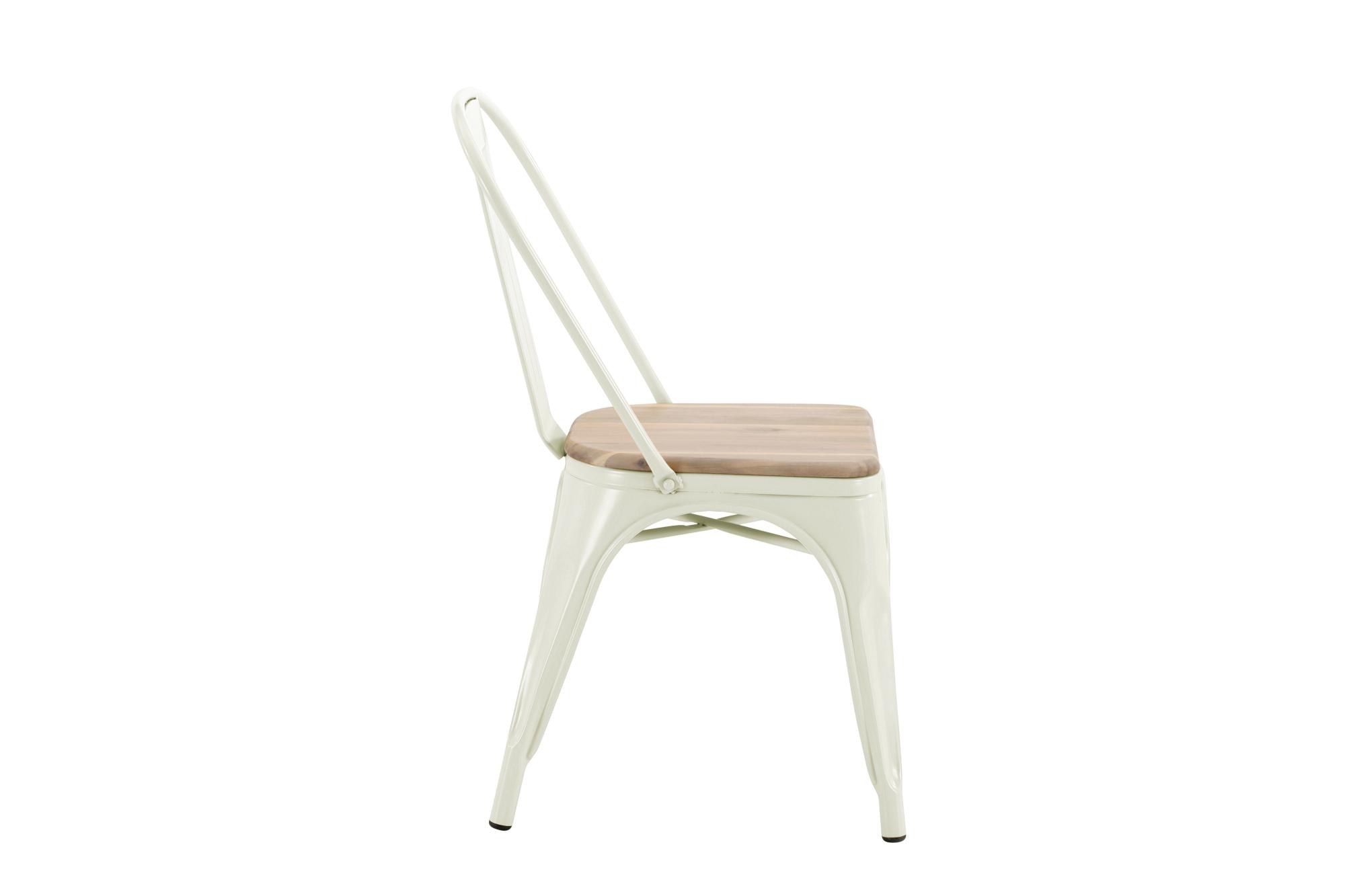 Silla de exterior de metal y acacia naterial oxford blanco de la marca Sin marca