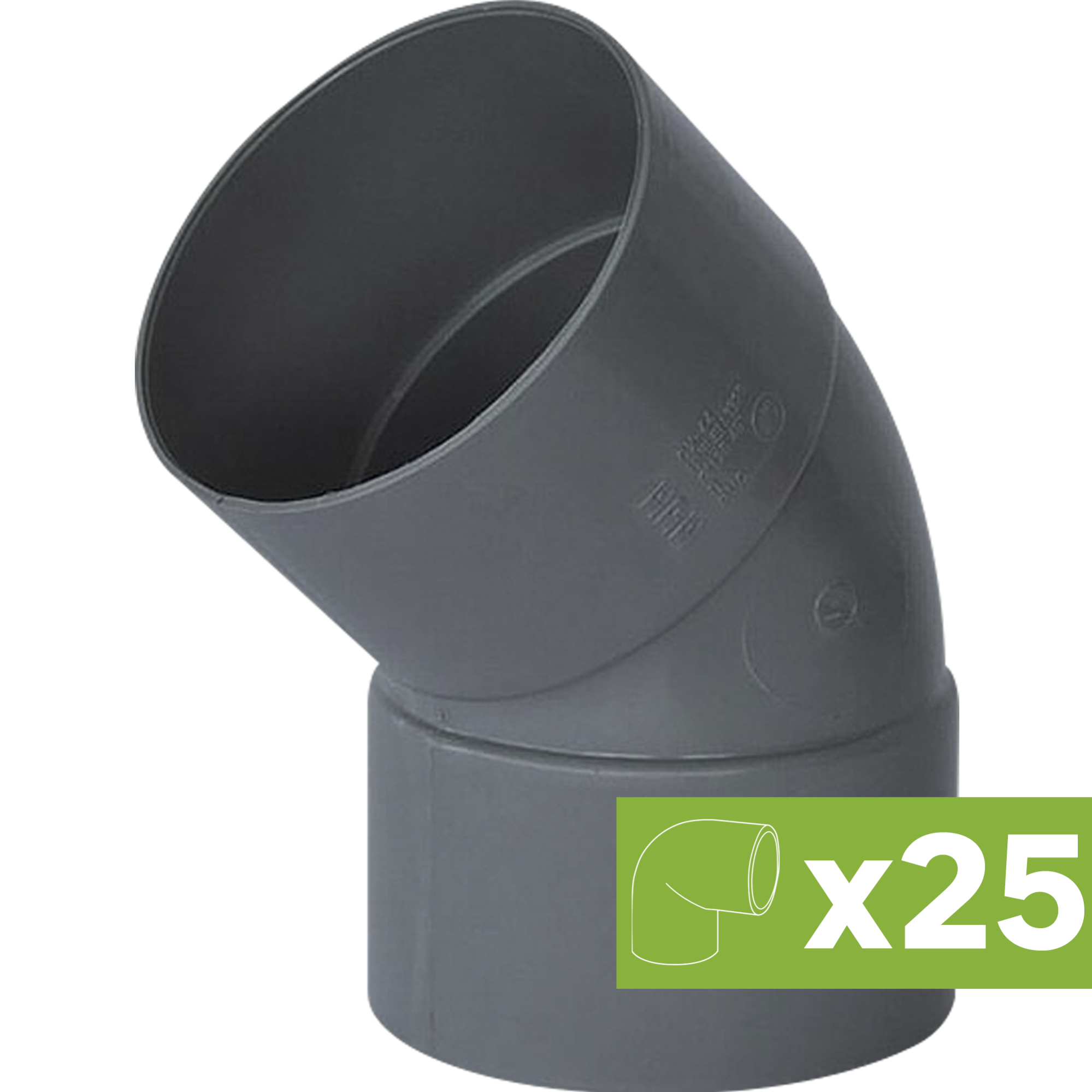 Lote 25 codos pvc evacuación ø 32 mm 45º h-h