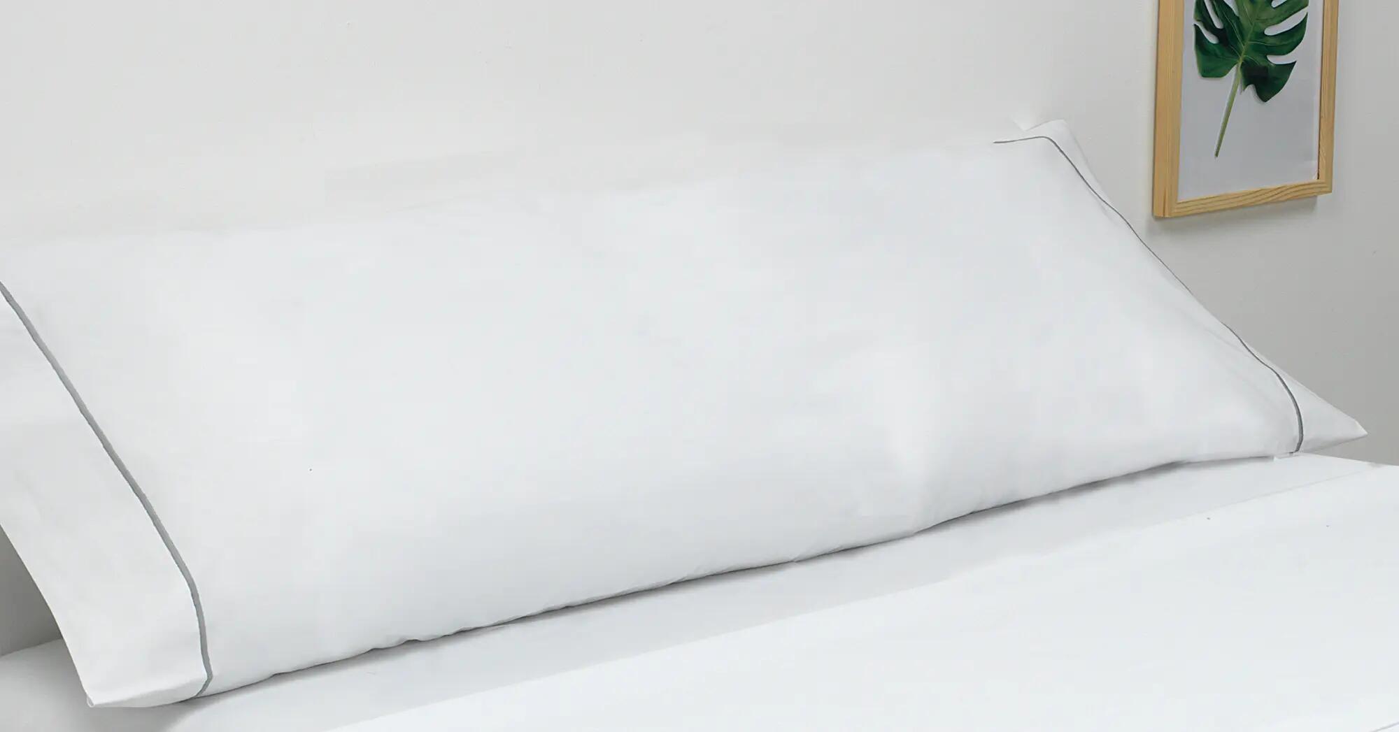 Funda de almohada de algodón Festón blanco/gris para cama de 90 cm