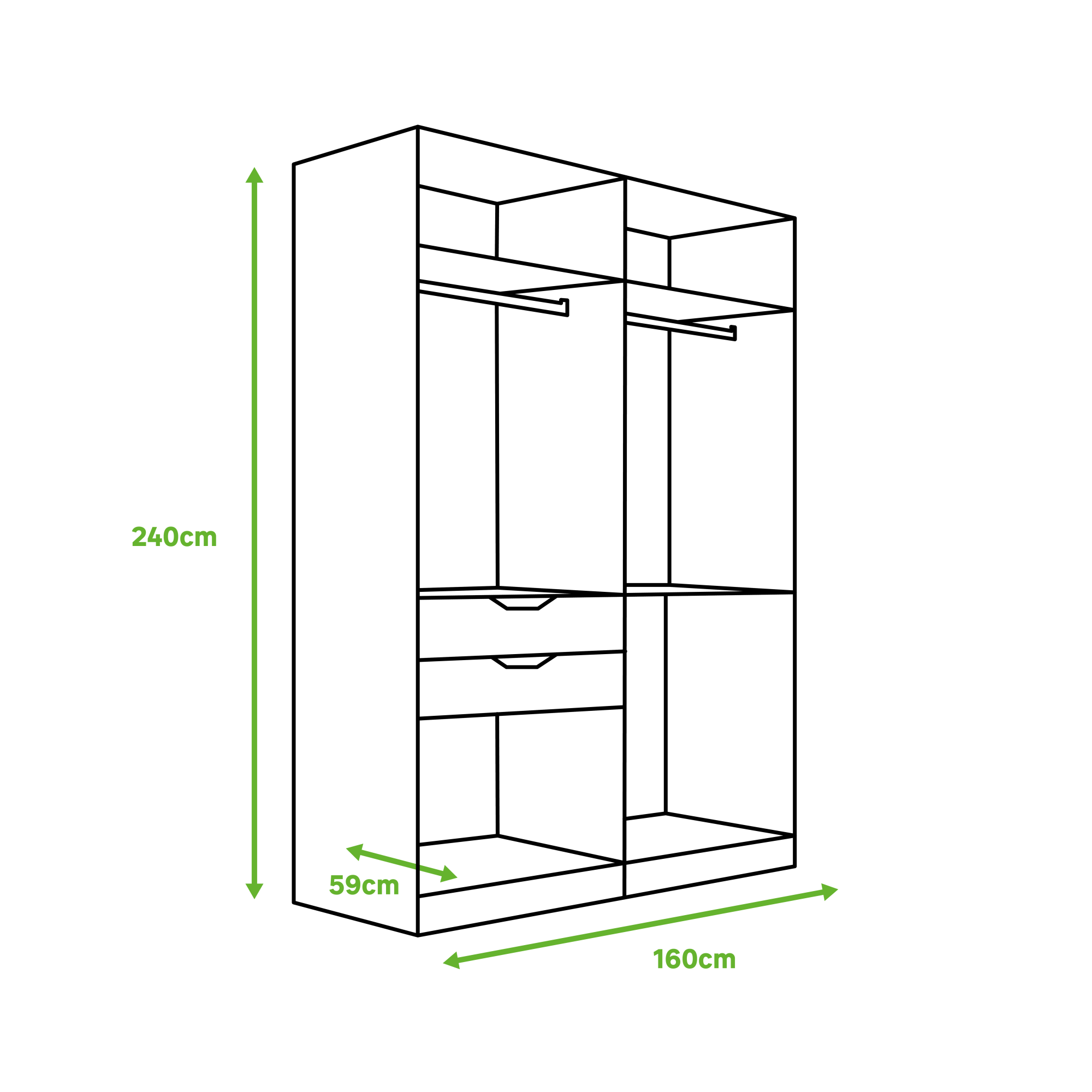 Armario ropero puerta corredera Spaceo home Lucerna Gris 160x240x60cm Leroy Merlin