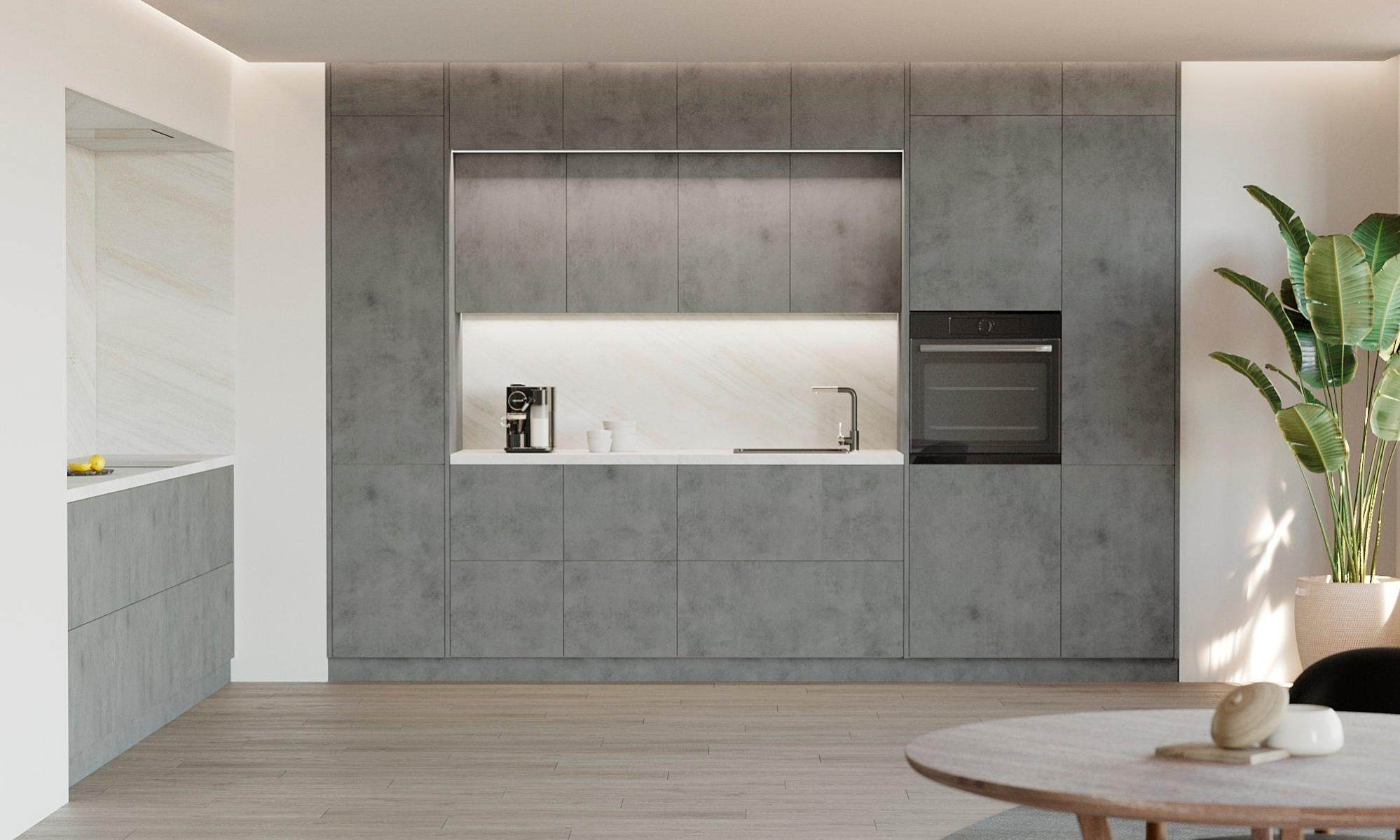Puerta para mueble de cocina atenas cemento oscuro h 102.4 x l 60 cm