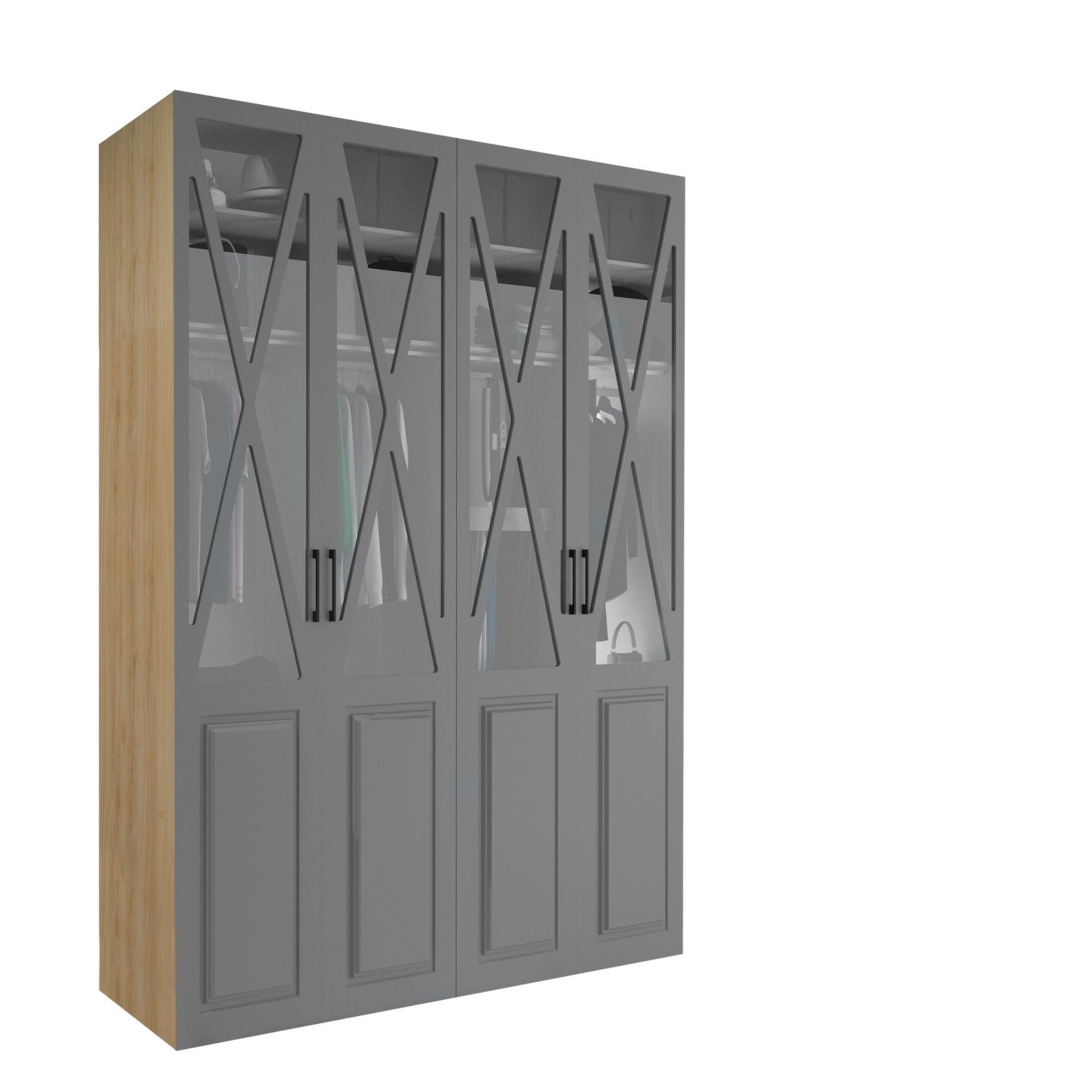 Armario ropero puerta abatible Spaceo home Manila Gris 160x240x60 cm